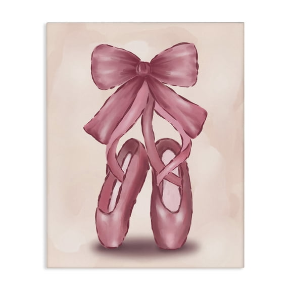 Stupell Industries Ballet Slippers Bow Entertainment Painting Wrapped Canvas Art Print Wall Art, 16 x 20