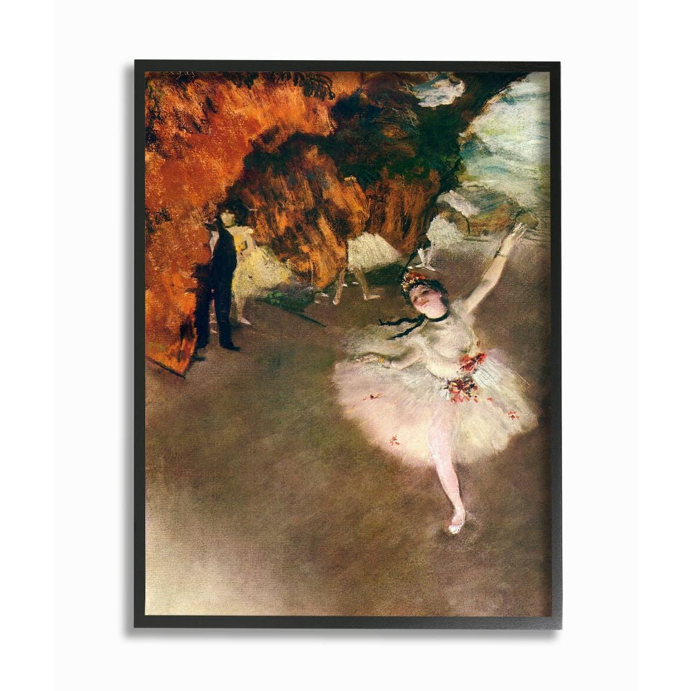 Stupell Industries Ballet Stage Red Brown Classic Degas Painting Black Framed Art Print Wall Art, 16x20, by Edgar Degas