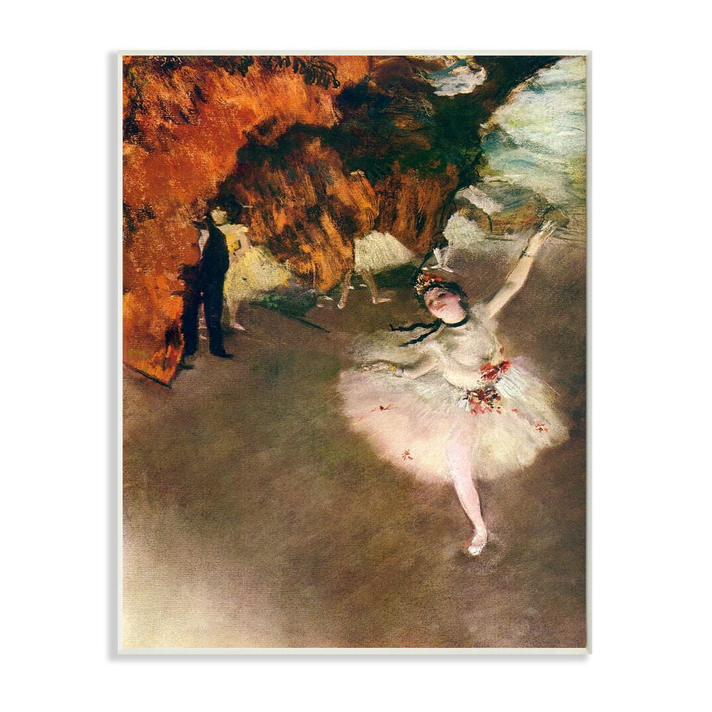Stupell Industries Ballet Stage Red Brown Classic Degas Painting Wall Plaque by Edgar Degas, 10" x 15", Wall Plaque