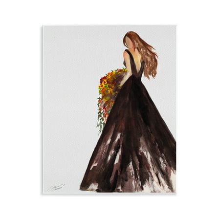 Stupell Industries Ballgown Woman with Flowers Fashion Painting Unframed Art Print Wall Art, 11 x 14