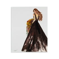 Stupell Industries Ballgown Woman with Flowers Fashion Painting Unframed Art Print Wall Art, 11 x 14