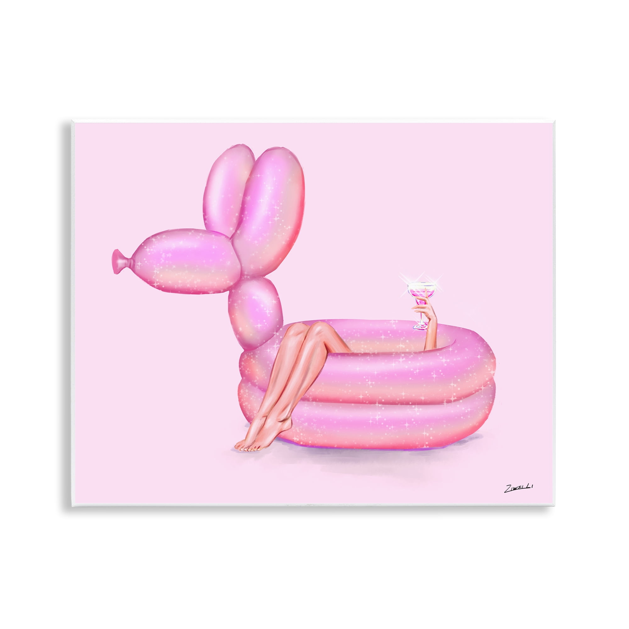 Stupell Industries Balloon Animal Pool People Painting Unframed Art Print Wall Art, 14 x 11