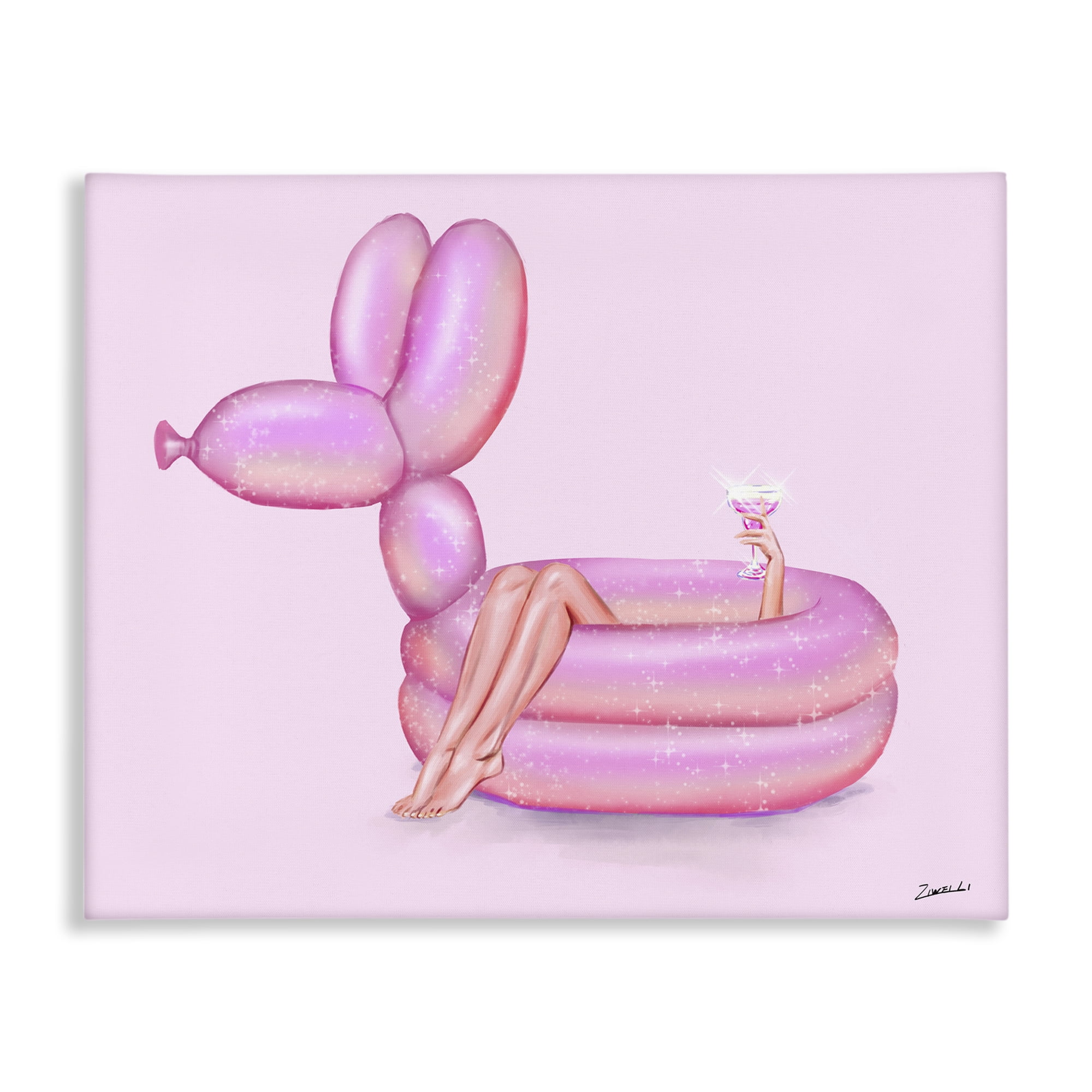 Stupell Industries Balloon Animal Pool People Painting Wrapped Canvas Art Print Wall Art, 30 x 24