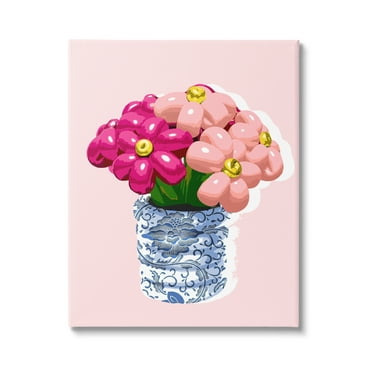 Stupell Industries Balloon Bouquet in Vase Abstract Painting Gallery Wrapped Canvas Print Wall Art, 16 x 20