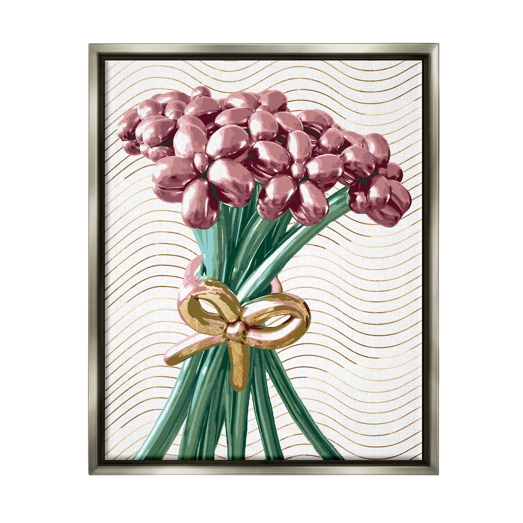 Stupell Industries Balloon Bouquet on Stripes Abstract Painting Gray Floater Framed Art Print Wall Art, 17 x 21