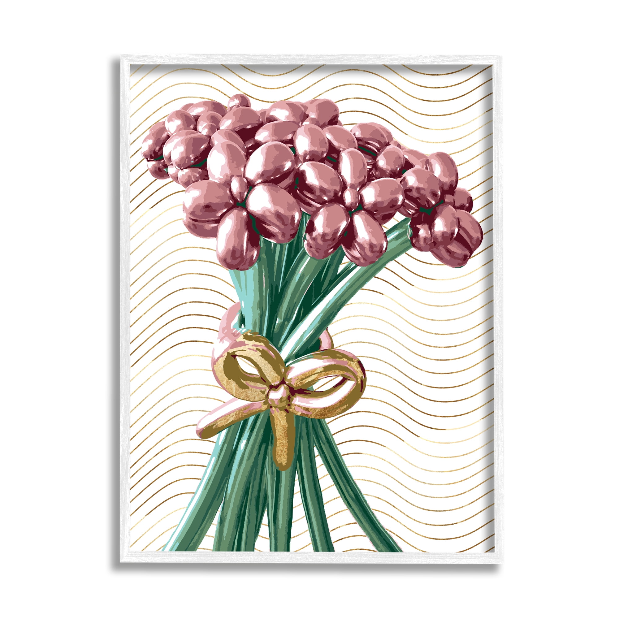 Stupell Industries Balloon Bouquet on Stripes Abstract Painting White Framed Art Print Wall Art, 24 x 30