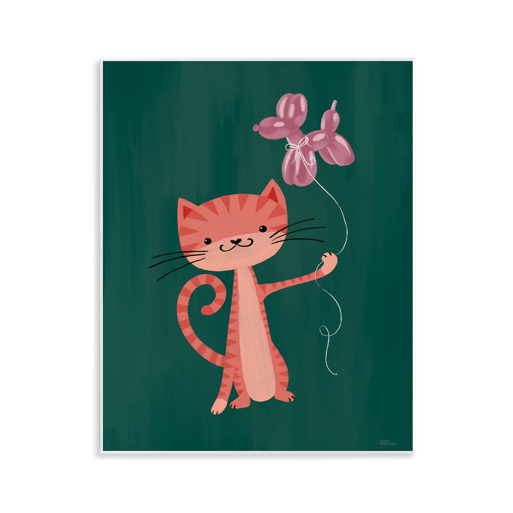 Stupell Industries Balloon Buddy Cat Wall Plaque Art, design by Cat Thurman Designs