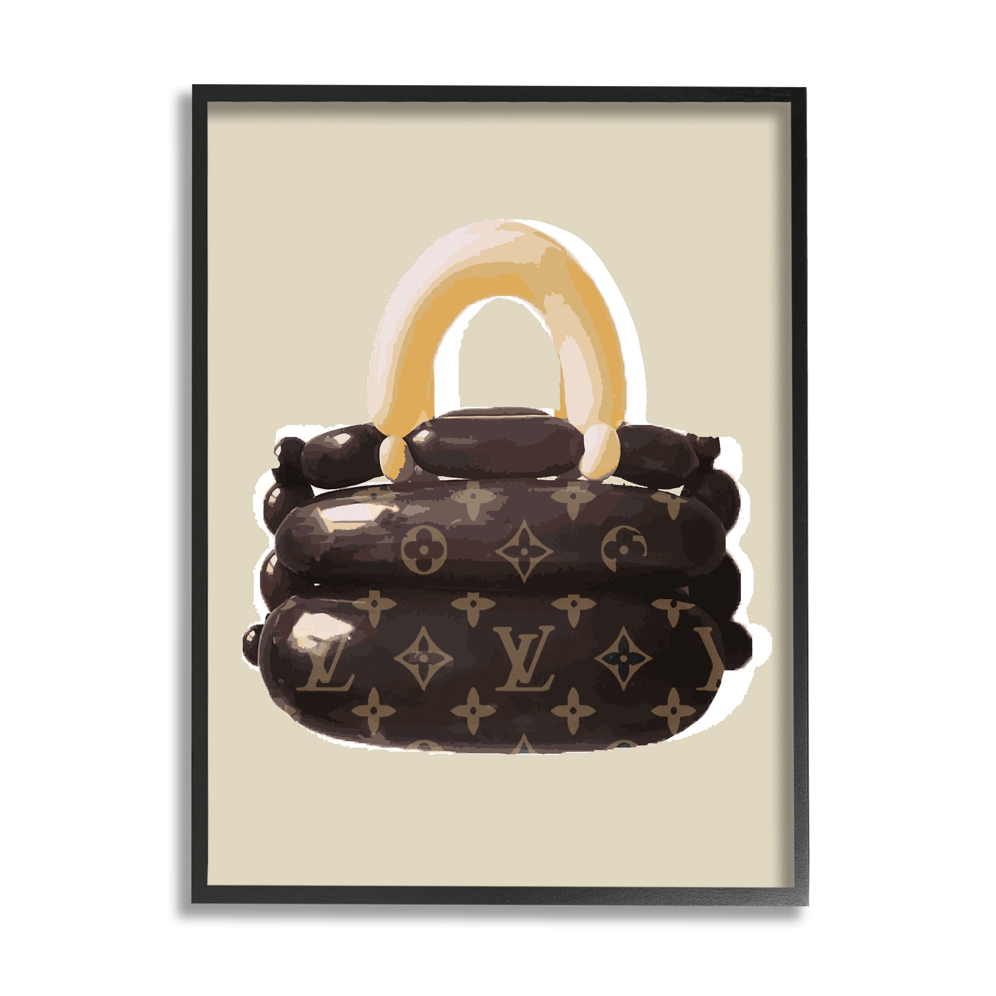 Stupell Industries Balloon Designer Purse Abstract Painting Black Framed Art Print Wall Art, 11 x 14