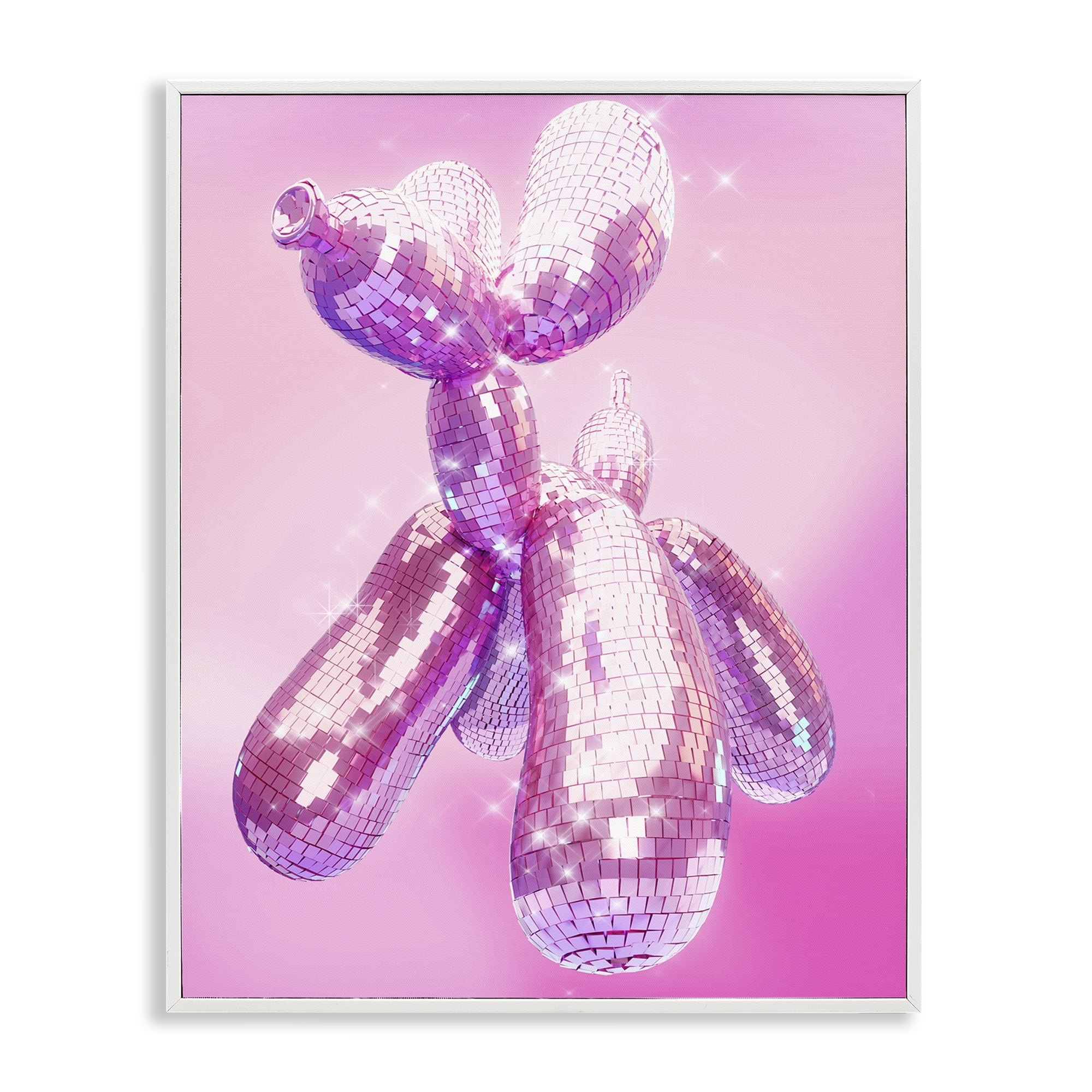 Stupell Industries Balloon Dog Disco Ball Abstract Painting White Framed Art Print Wall Art, 24 x 30