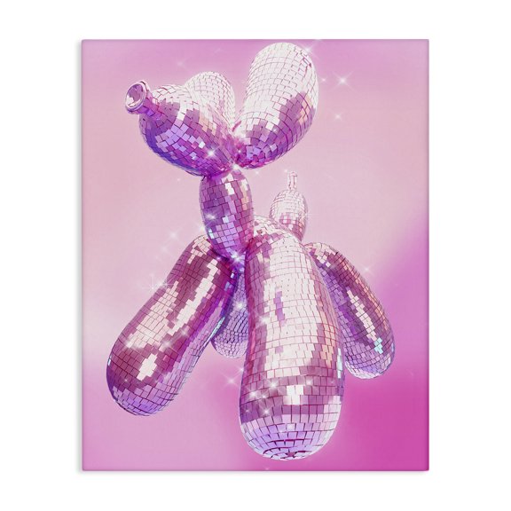 Stupell Industries Balloon Dog Disco Ball Abstract Painting Wrapped Canvas Art Print Wall Art, 16 x 20