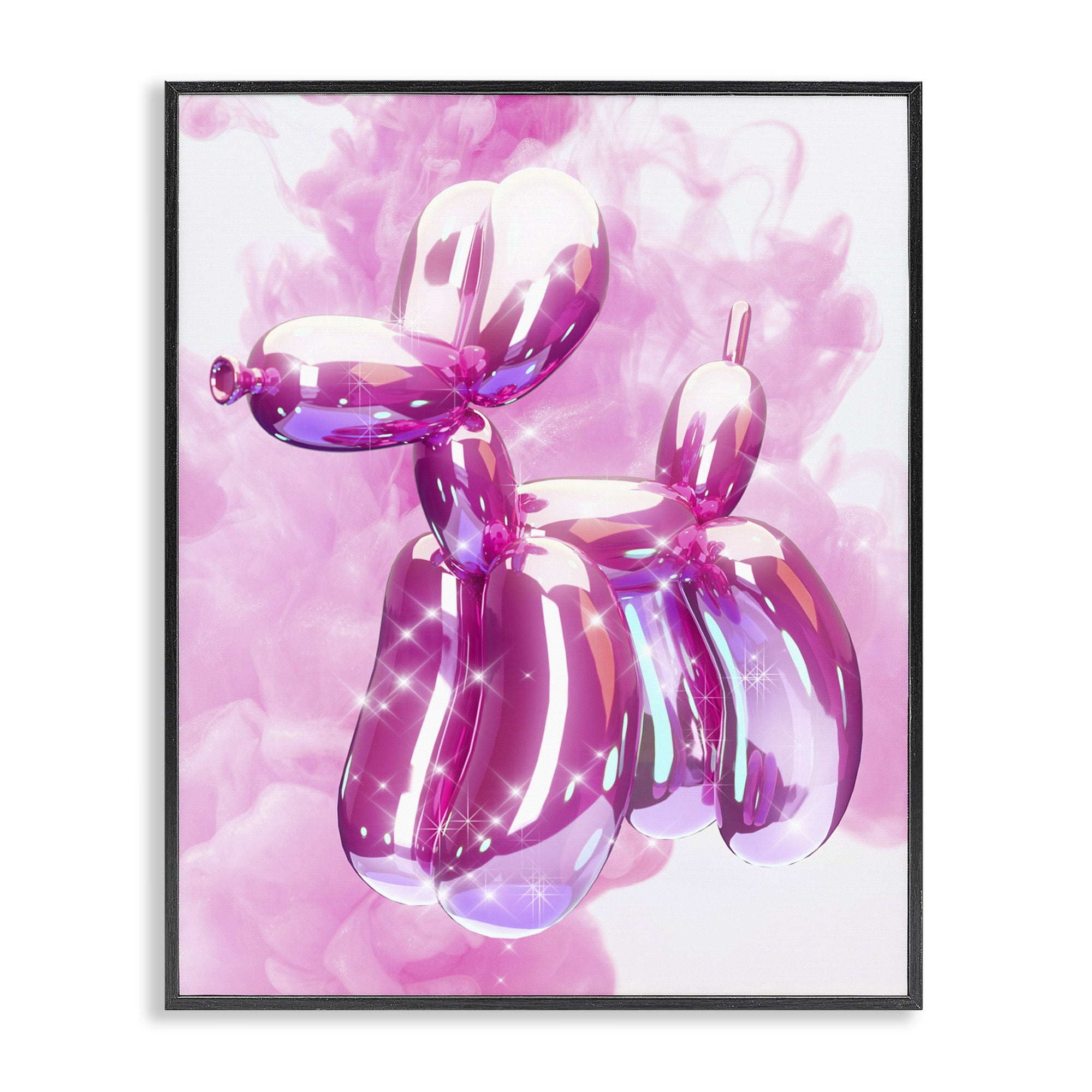Stupell Industries Balloon Dog with Sparkle Abstract Painting Black Framed Art Print Wall Art, 16 x 20