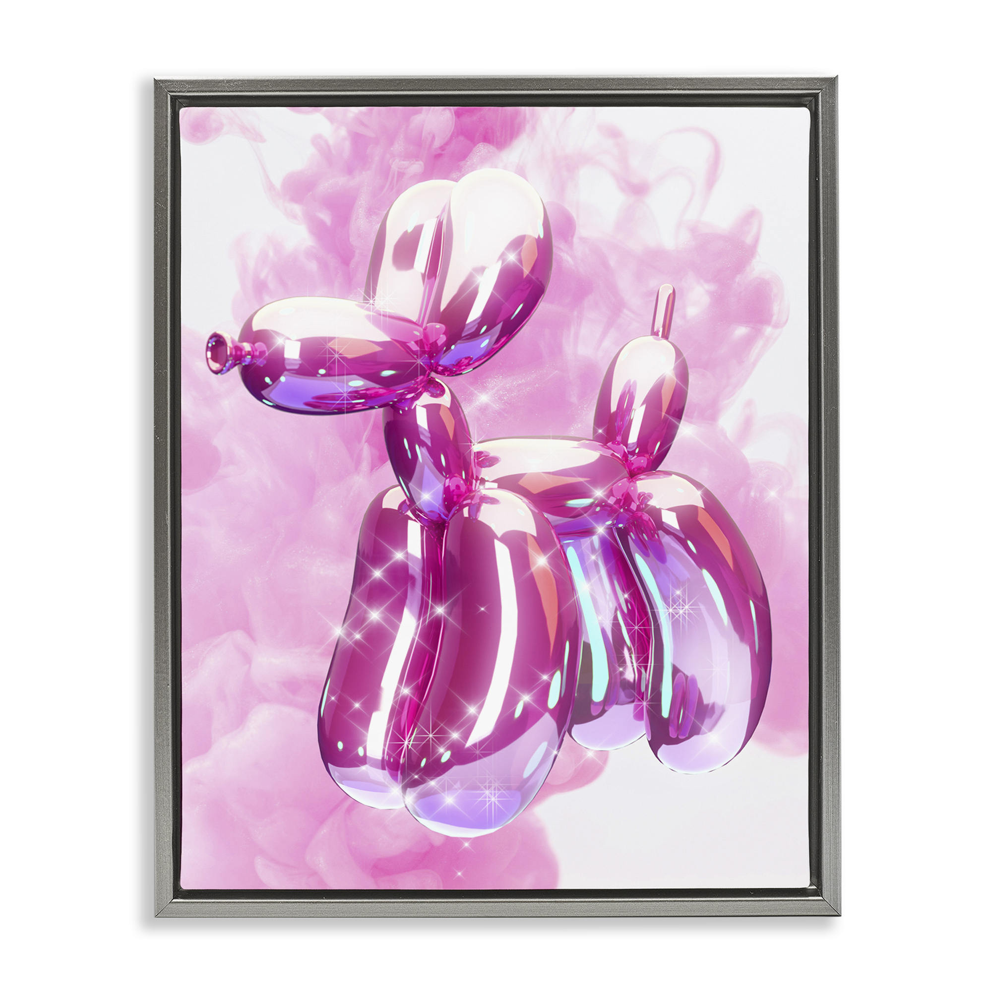 Stupell Industries Balloon Dog with Sparkle Abstract Painting Gray Floater Framed Canvas Art Print Wall Art, 25 x 31