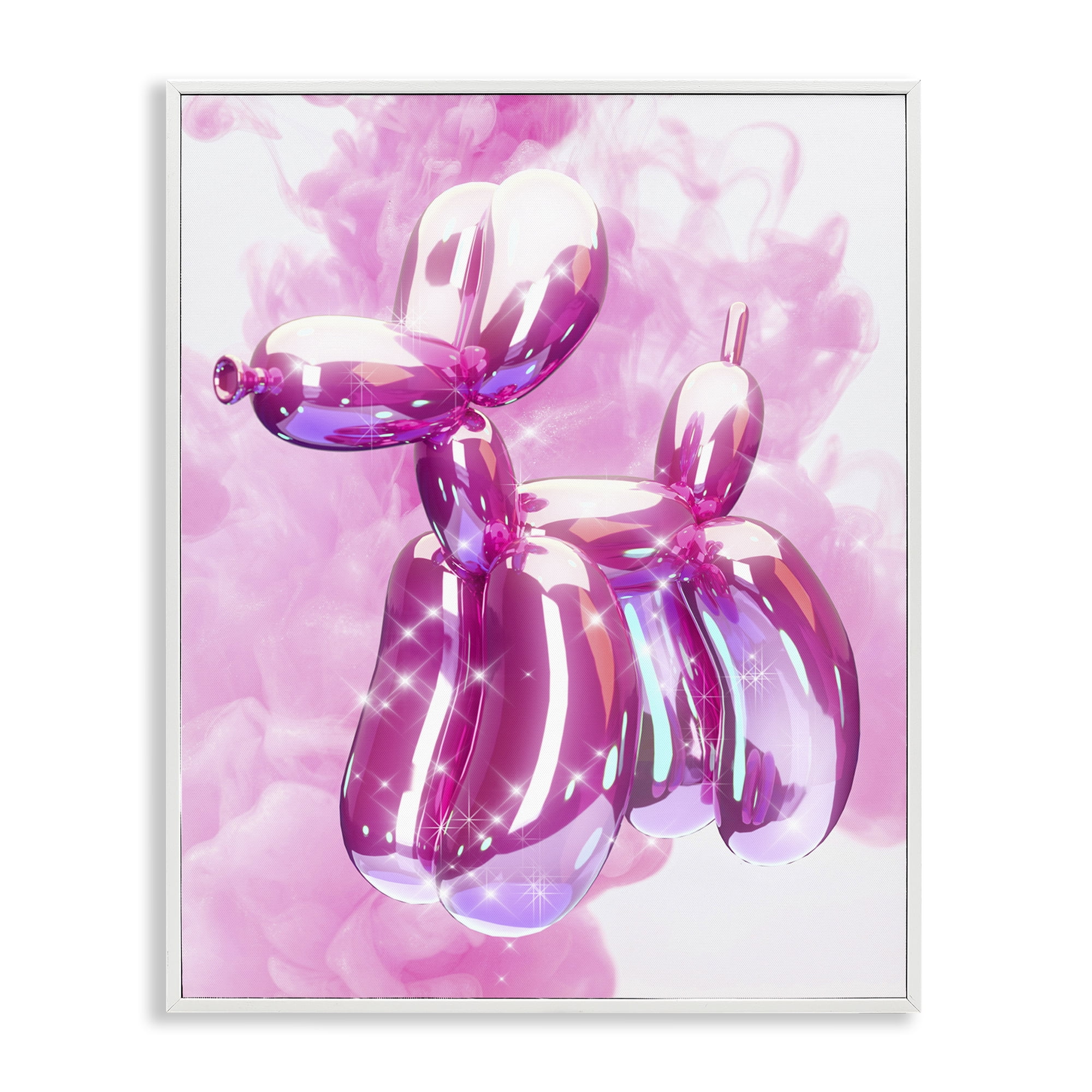 Stupell Industries Balloon Dog with Sparkle Abstract Painting White Framed Art Print Wall Art, 16 x 20