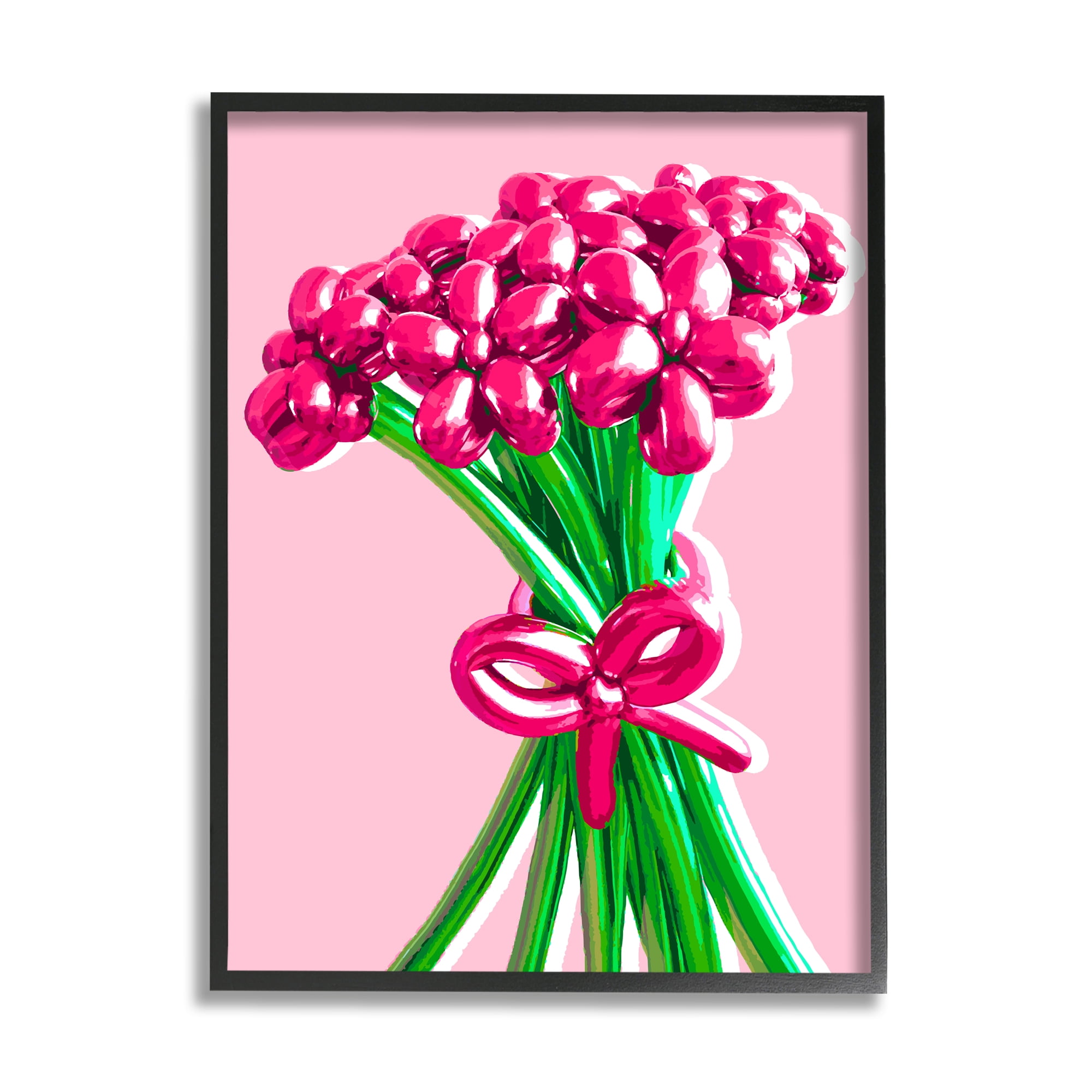 Stupell Industries Balloon Flower Bouquet Abstract Painting Black Framed Art Print Wall Art, 11 x 14
