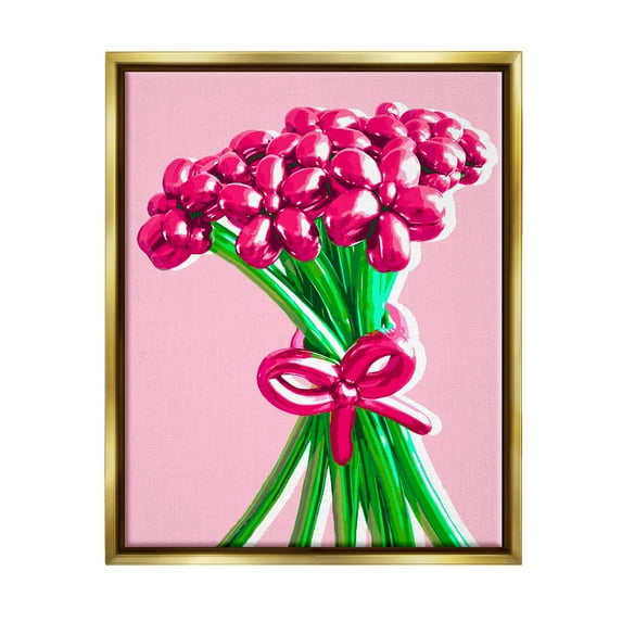 Stupell Industries Balloon Flower Bouquet Abstract Painting Gold Floater Framed Art Print Wall Art, 17 x 21