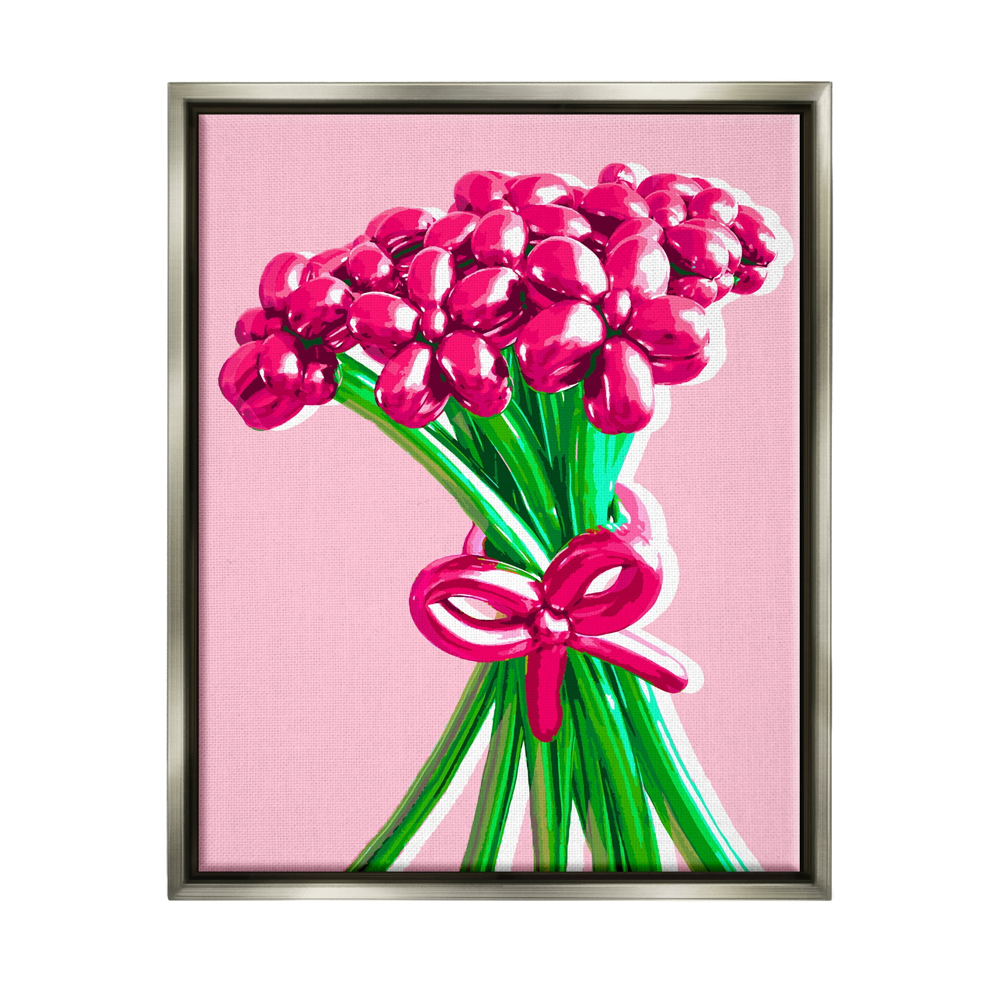 Stupell Industries Balloon Flower Bouquet Abstract Painting Gray Floater Framed Art Print Wall Art, 17 x 21