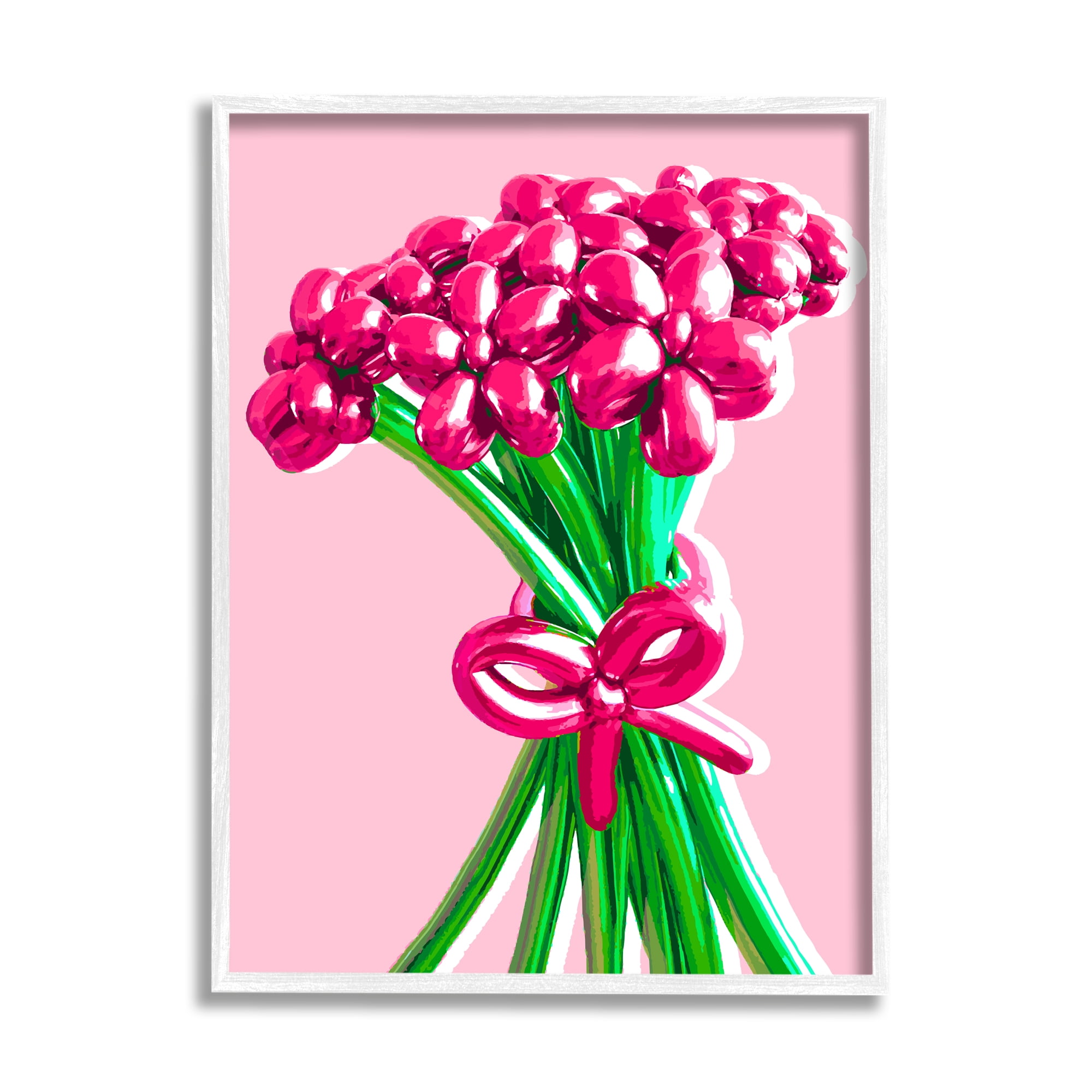 Stupell Industries Balloon Flower Bouquet Abstract Painting White Framed Art Print Wall Art, 11 x 14