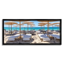 Stupell Industries Bamboo Beach Umbrellas Landscape Photography Black Framed Art Print Wall Art, 24 x 10