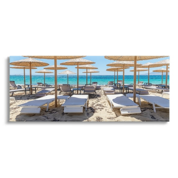 Stupell Industries Bamboo Beach Umbrellas Landscape Photography Gallery Wrapped Canvas Art Print Wall Art, 30 x 13