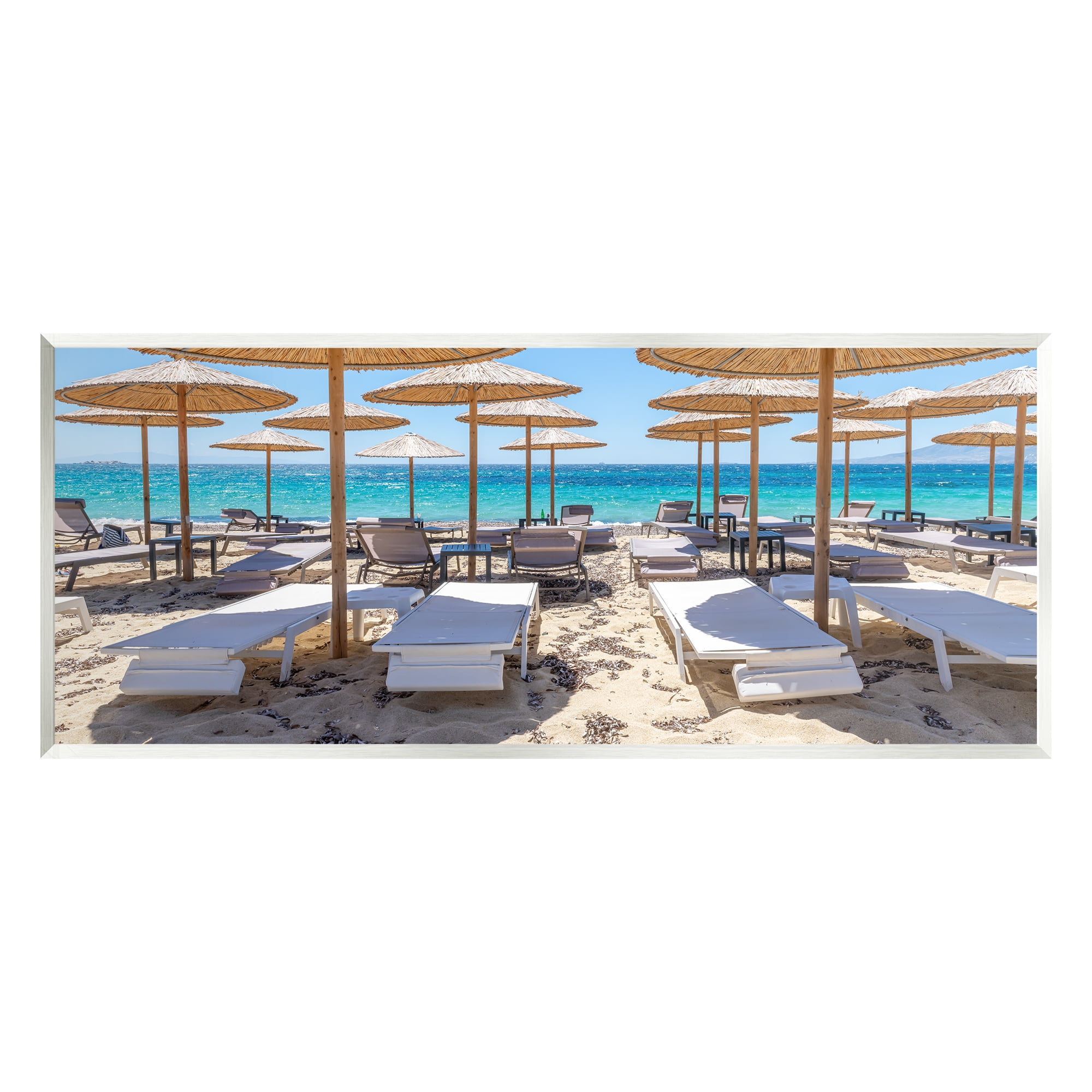 Stupell Industries Bamboo Beach Umbrellas Landscape Photography Unframed Art Print Wall Art, 17 x 7