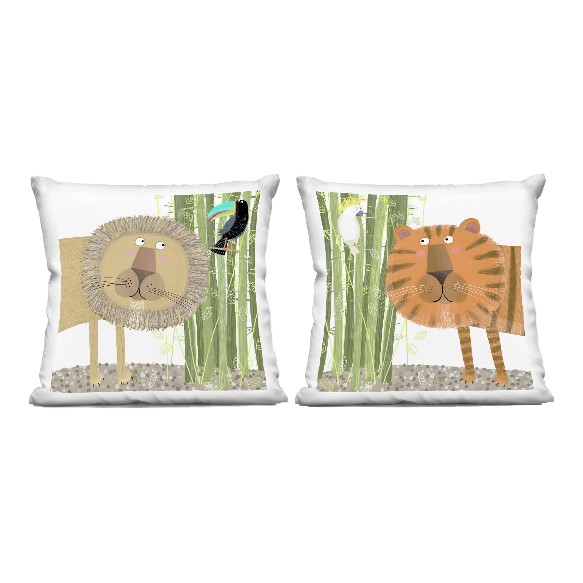 Stupell Industries Bamboo Trees & Animals 2 Piece Decorative Printed Throw Pillow Set, design by Carla Daly, 18 x 7 x 18