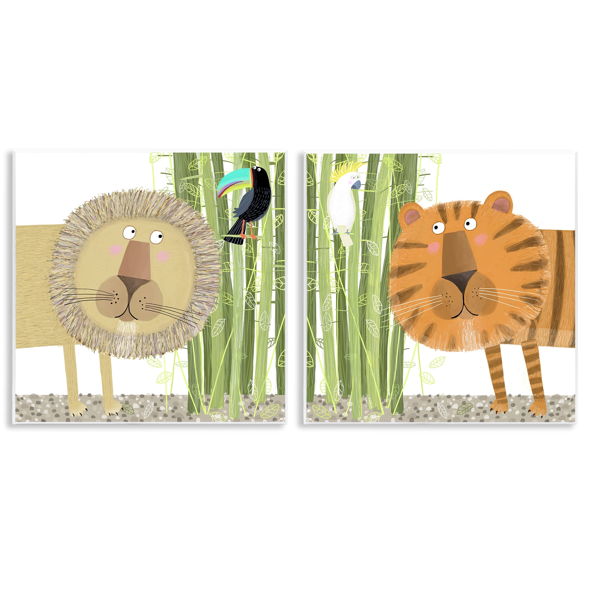 Stupell Industries Bamboo Trees & Animals 2 Piece Wall Plaque Art Set, design by Carla Daly