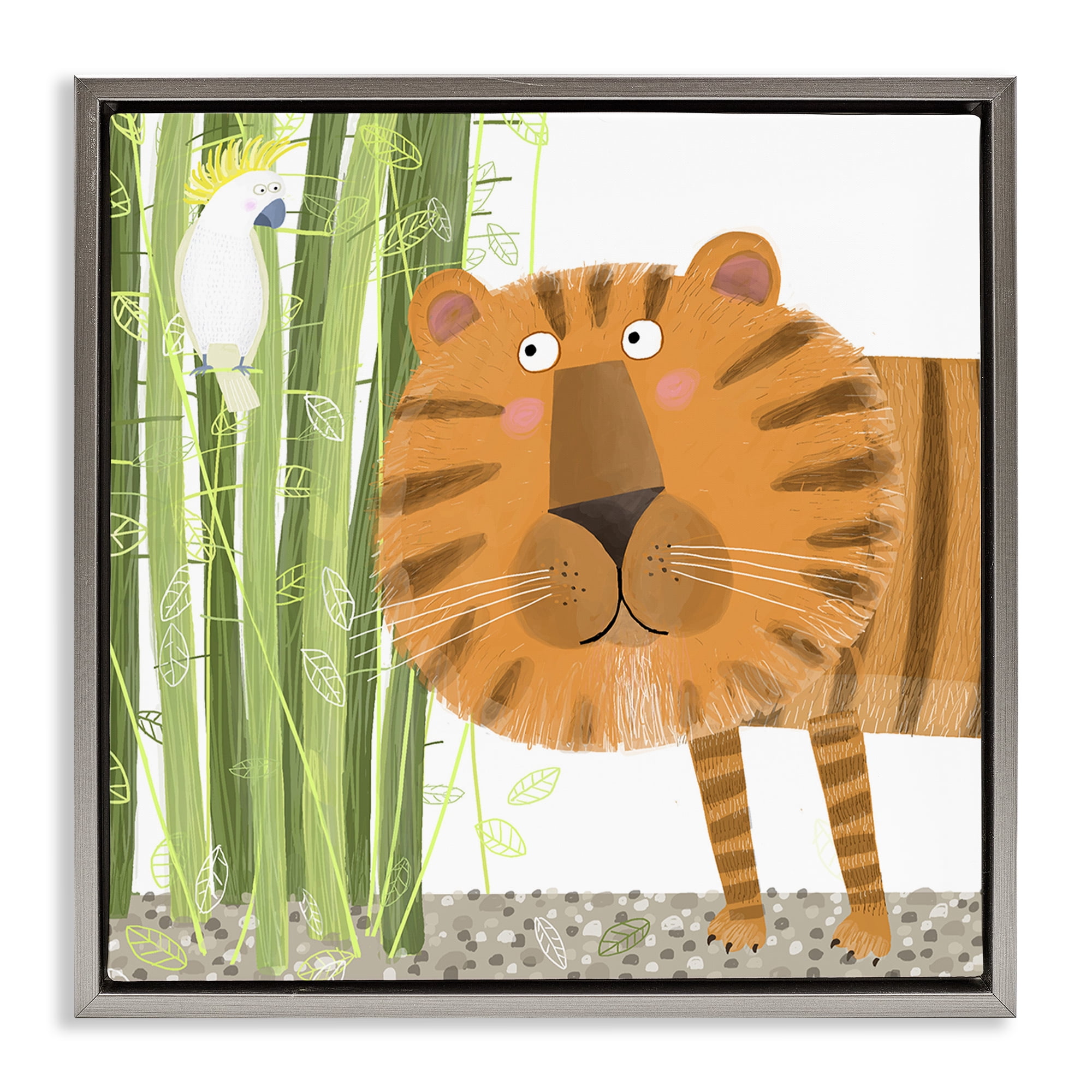 Stupell Industries Bamboo Trees & Tiger Gray Framed Floater Canvas Wall Art, design by Carla Daly