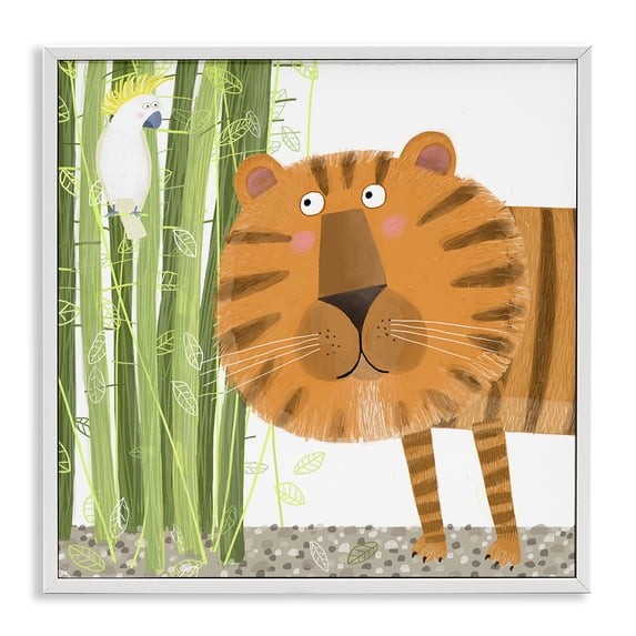 Stupell Industries Eclectic Bamboo Trees & Tiger White Framed Giclee Art, 24 x 24, by Carla Daly