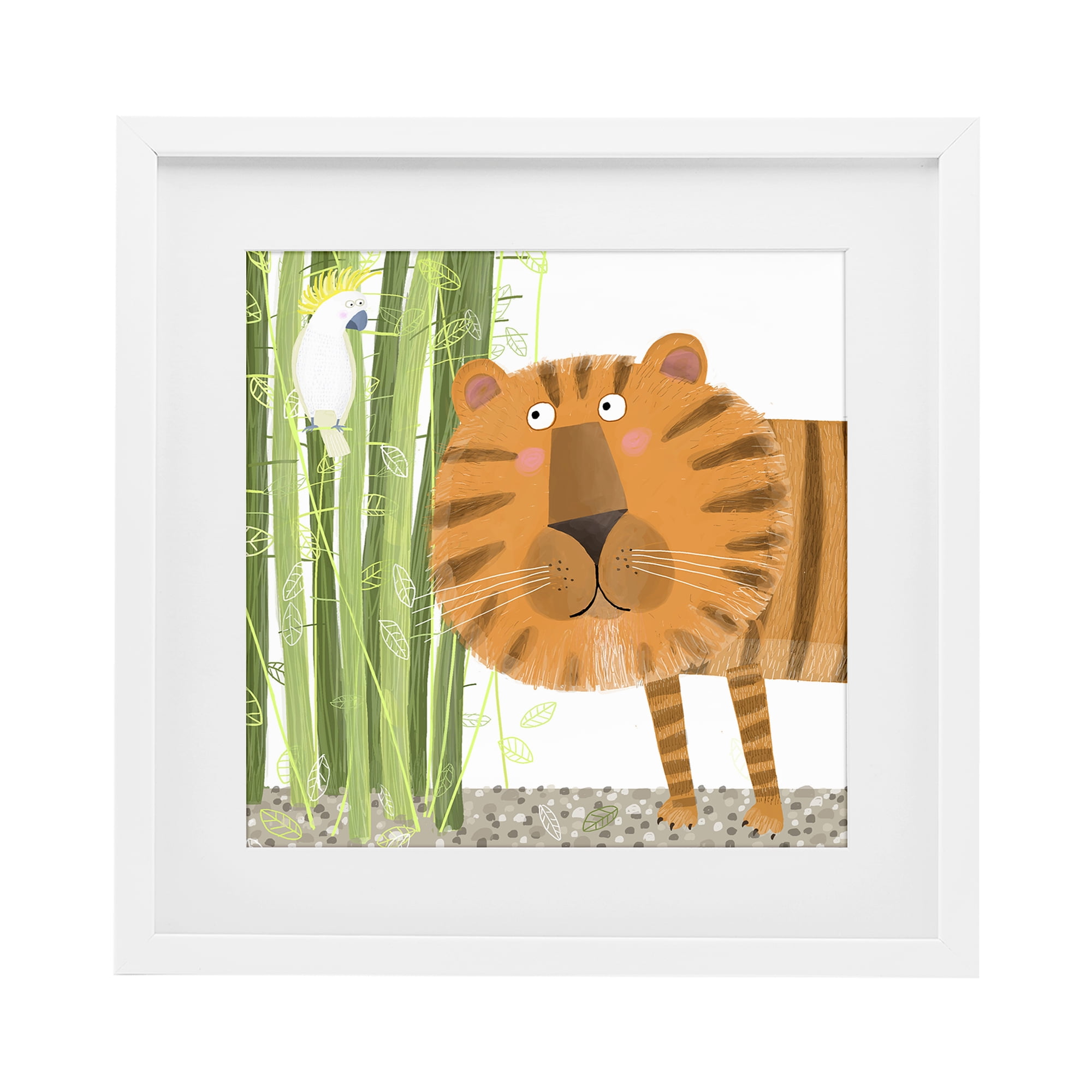 Stupell Industries Bamboo Trees & Tiger White Framed Print Under Glass, design by Carla Daly