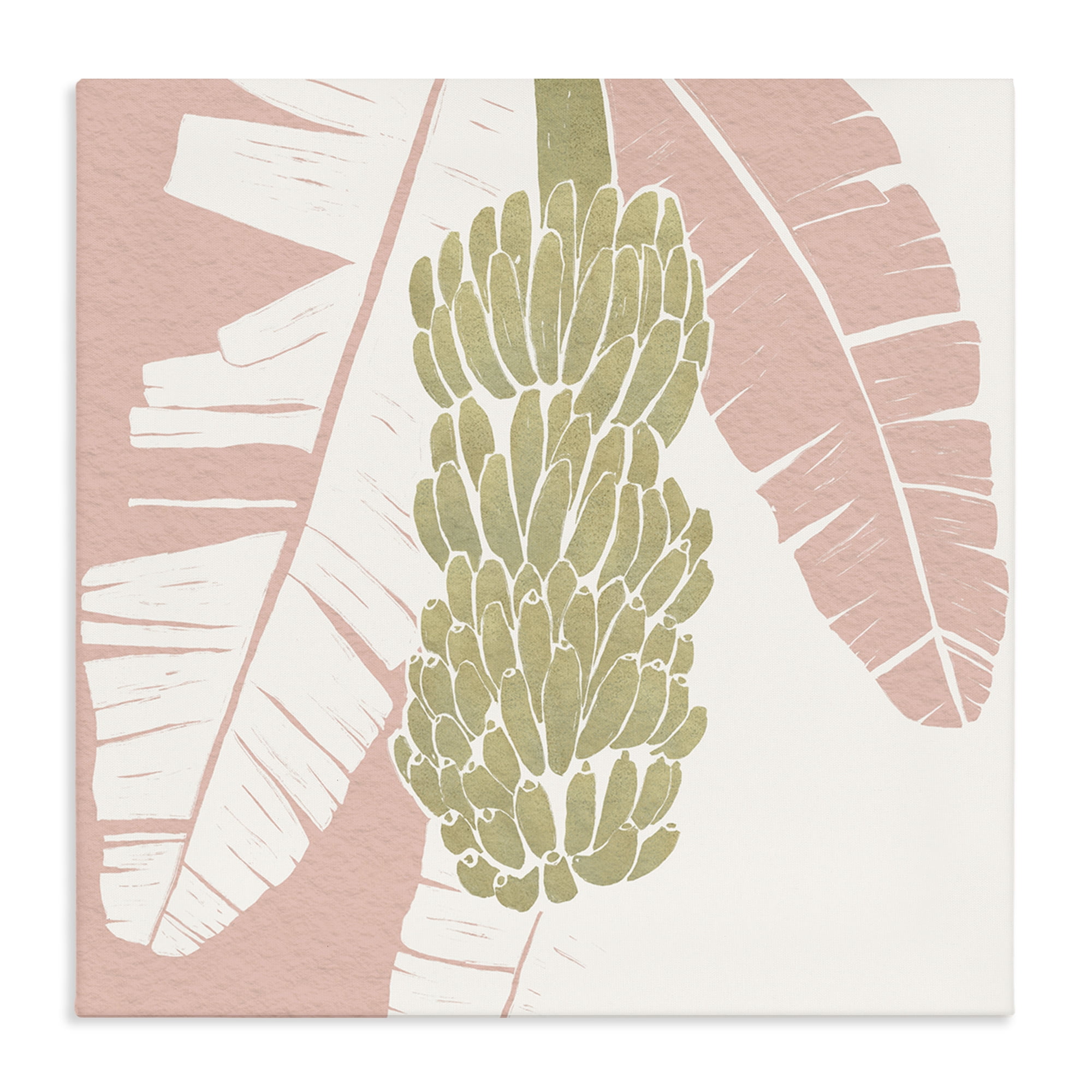 Stupell Industries Banana Bunch Amid Pink Leaves Canvas Wall Art, design by Yuyu Pont