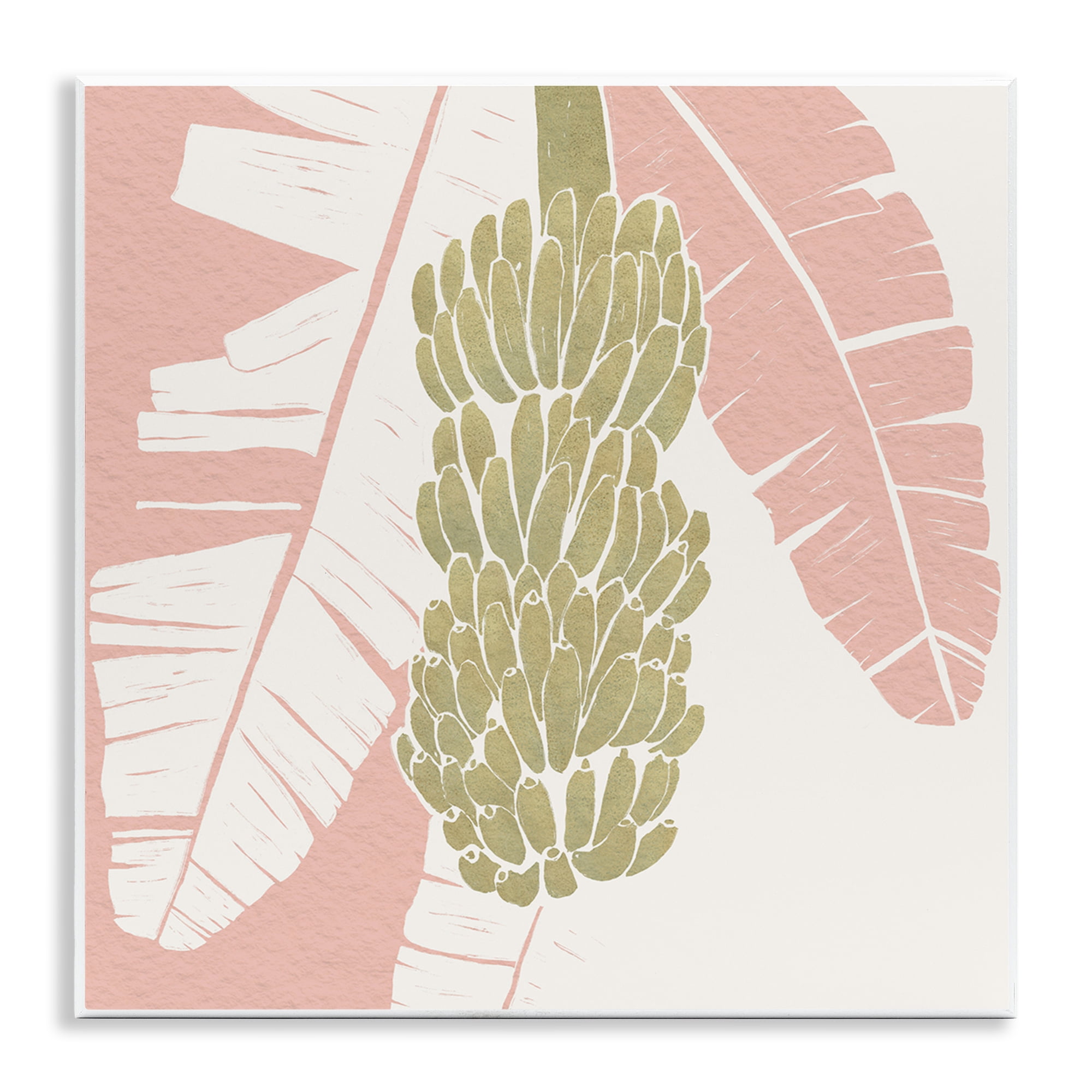 Stupell Industries Banana Bunch Amid Pink Leaves Wall Plaque Art, design by Yuyu Pont