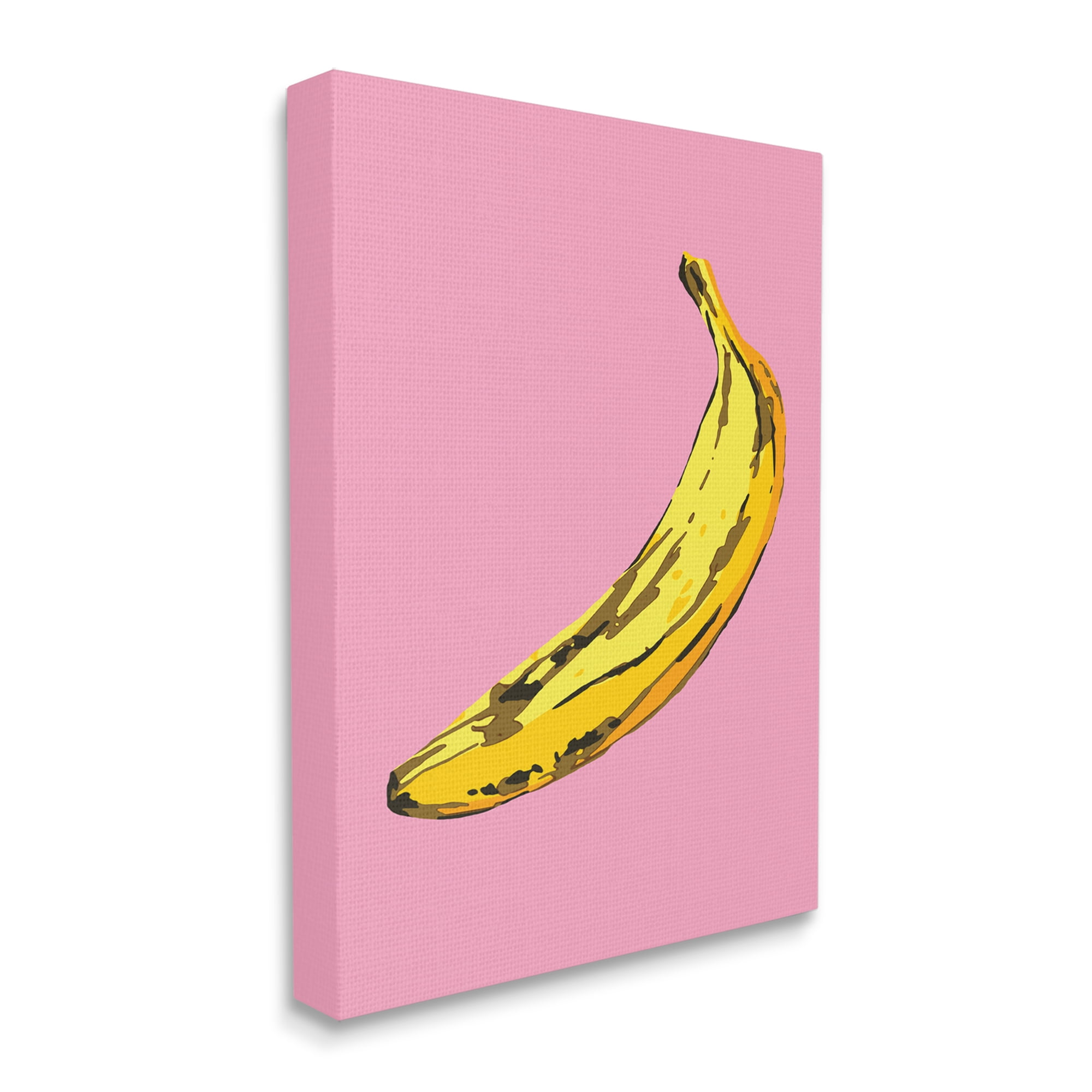 Stupell Industries Banana Pink Pop Tropical Fun Minimal Fruit Food & Beverage Painting Gallery Wrapped Canvas Art Print Wall Art, 30 x 40