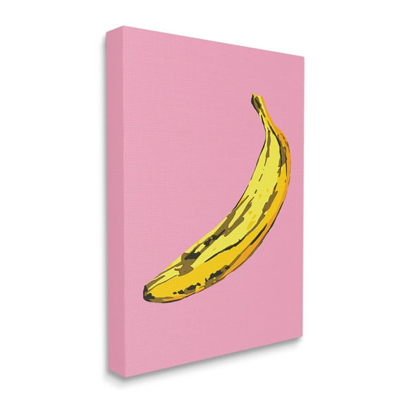 Stupell Industries Banana Pink Pop Tropical Fun Minimal Fruit Food & Beverage Painting Gallery Wrapped Canvas Art Print Wall Art, 30 x 40