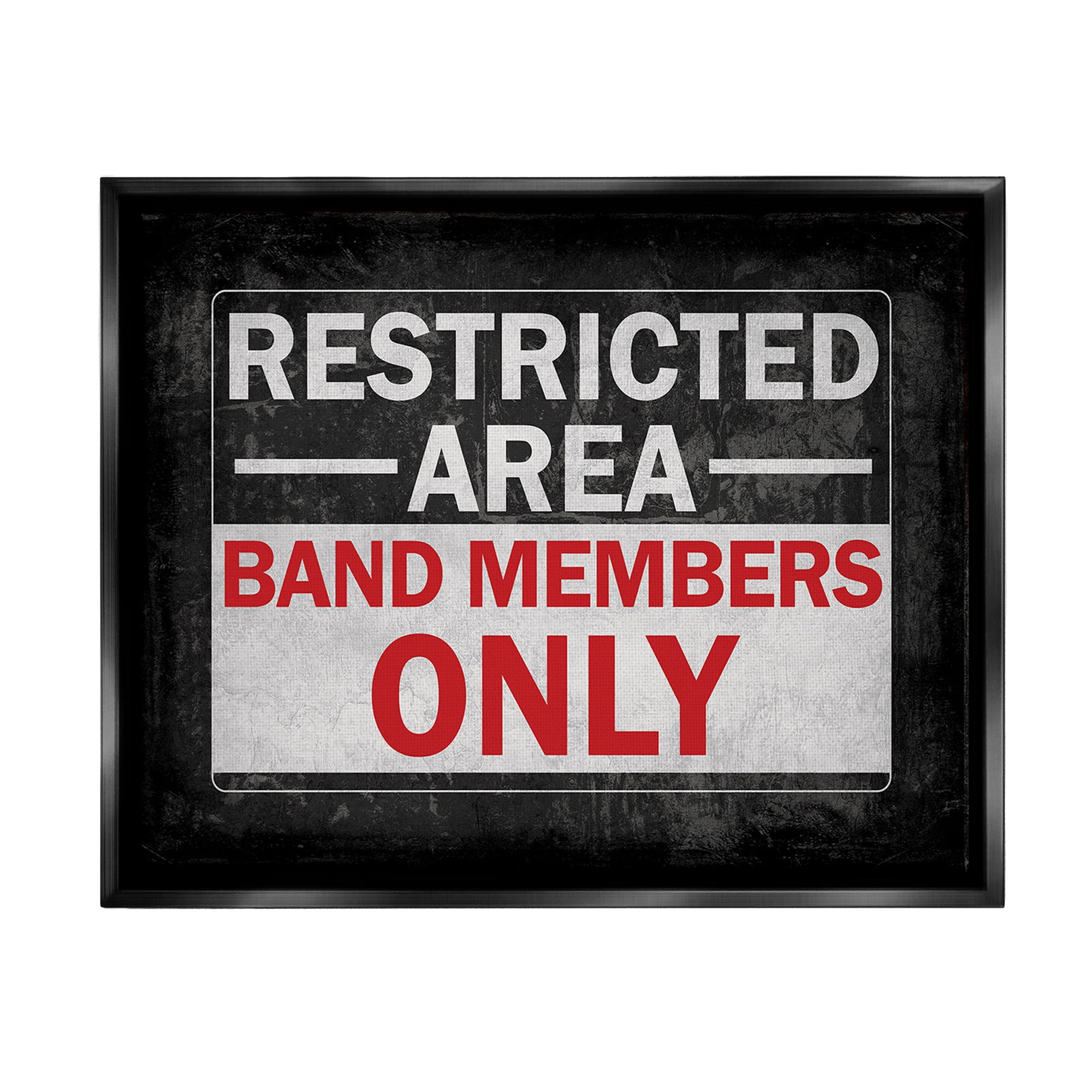 Stupell Industries Band Members Only Typography Painting Black Floater Framed Canvas Art Print Wall Art, 21 x 17