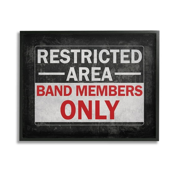 Stupell Industries Band Members Only Typography Painting Black Framed Art Print Wall Art, 14 x 11