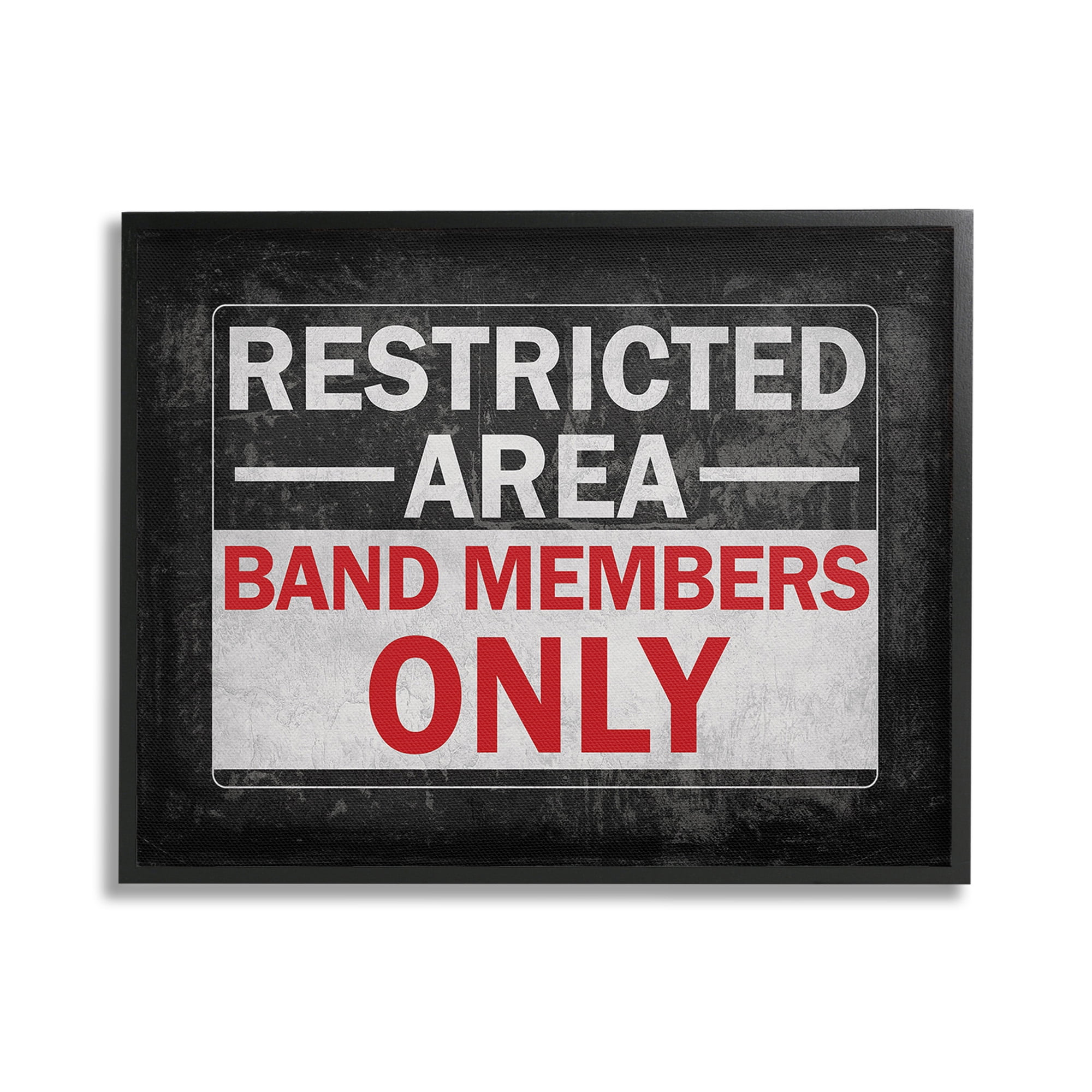 Stupell Industries Band Members Only Typography Painting Black Framed Art Print Wall Art, 20 x 16