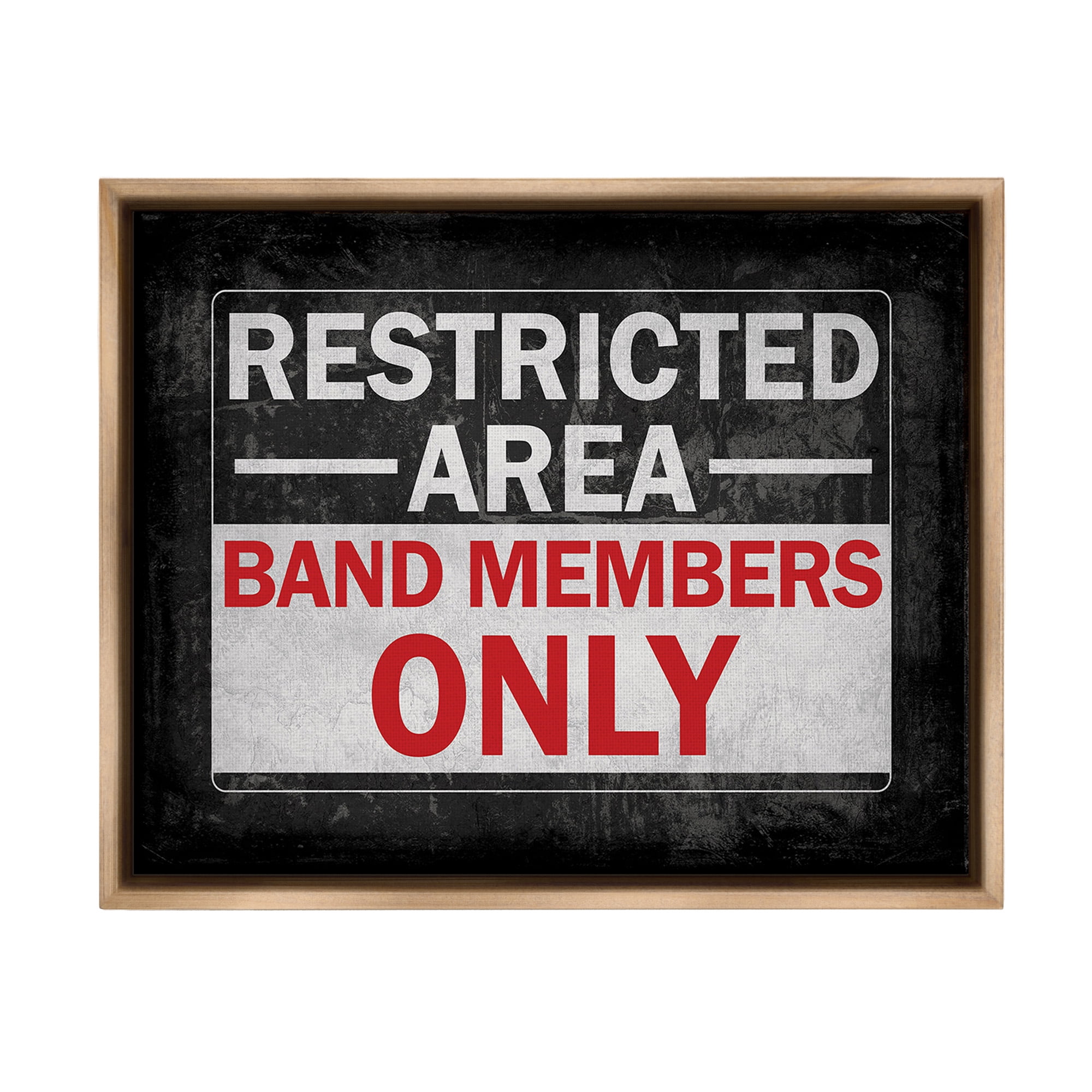 Stupell Industries Band Members Only Typography Painting Brown Floater Framed Canvas Art Print Wall Art, 31 x 25