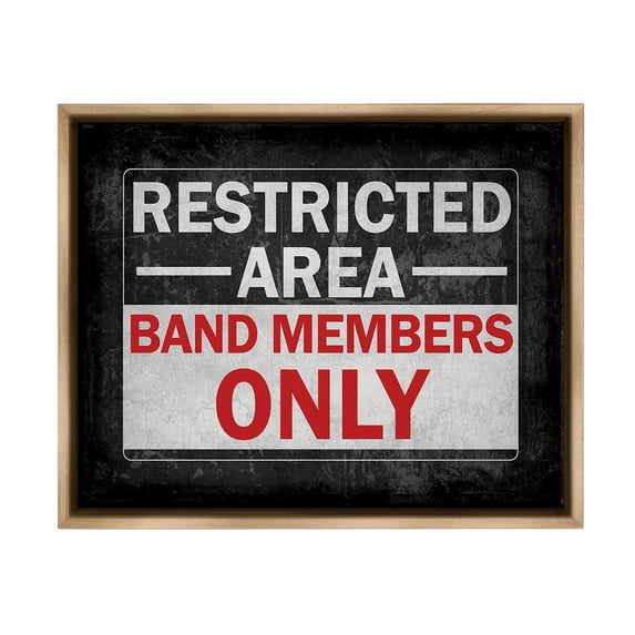 Stupell Industries Band Members Only Typography Painting Brown Floater Framed Canvas Art Print Wall Art, 31 x 25