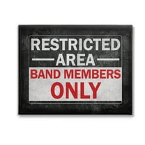 Stupell Industries Band Members Only Typography Painting Gallery Wrapped Canvas Art Print Wall Art, 20 x 16