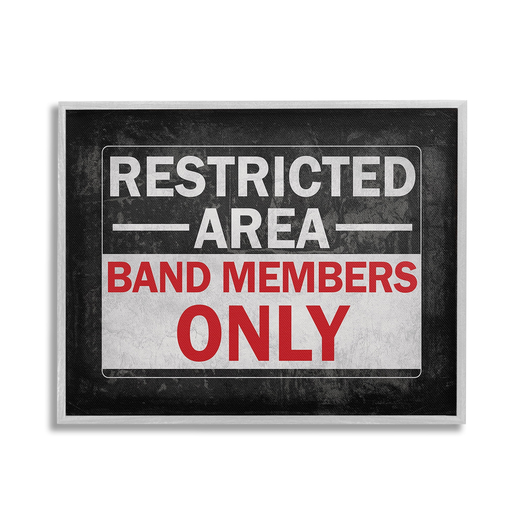 Stupell Industries Band Members Only Typography Painting Gray Framed Art Print Wall Art, 30 x 24