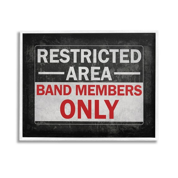 Stupell Industries Band Members Only Typography Painting White Framed Art Print Wall Art, 14 x 11