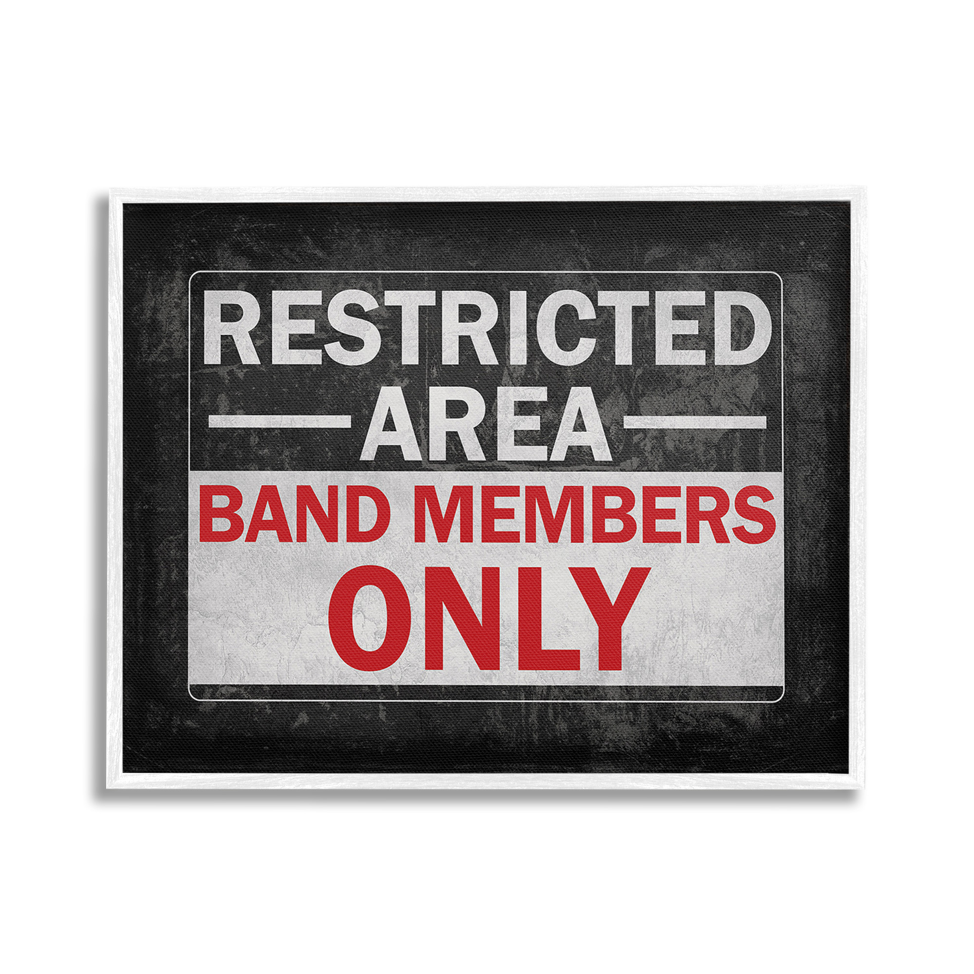 Stupell Industries Band Members Only Typography Painting White Framed Art Print Wall Art, 30 x 24