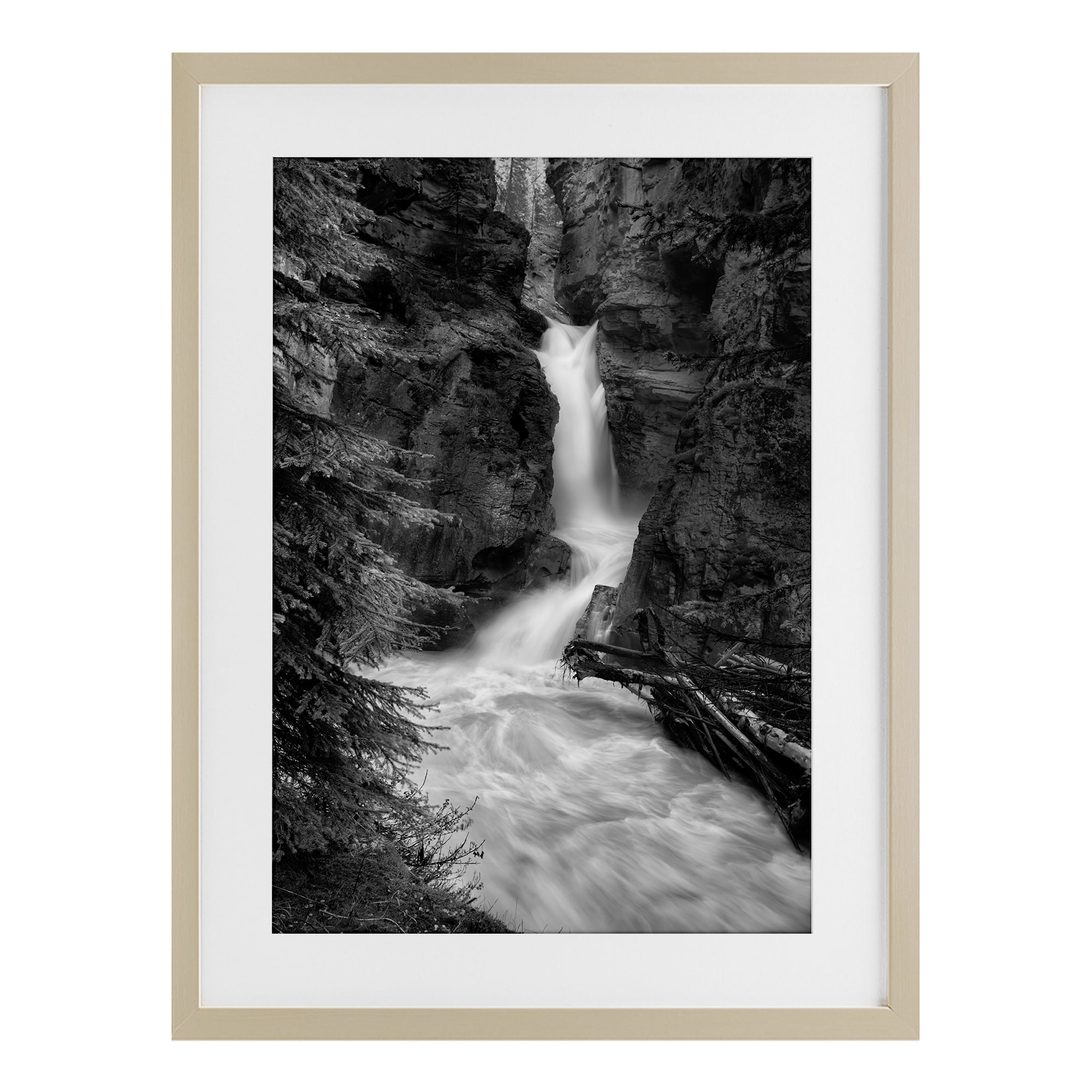 Stupell Industries Banff National Park Waterfall Birch Framed Print Under Glass, design by Jon Evan