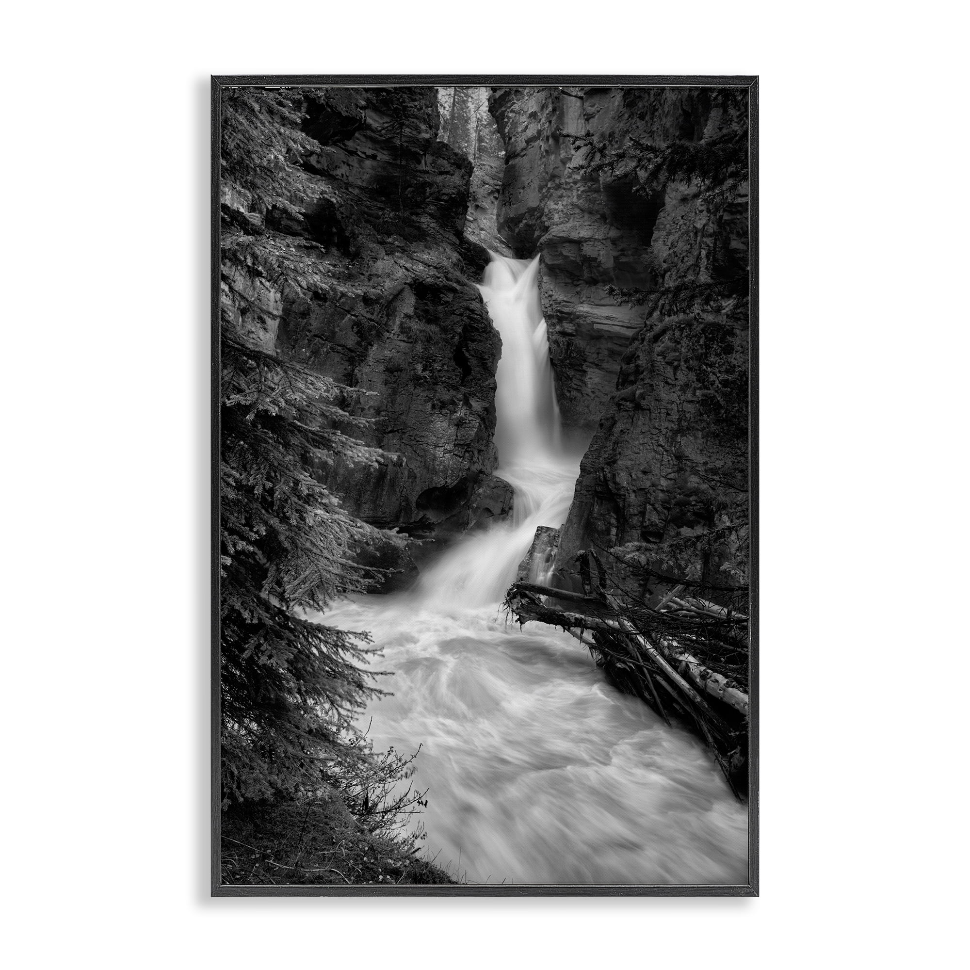 Stupell Industries Banff National Park Waterfall Black Framed Giclee Art, design by Jon Evan