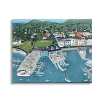 Stupell Industries Bar Harbor Port Town View Landscape Painting Gallery Wrapped Canvas Print Wall Art