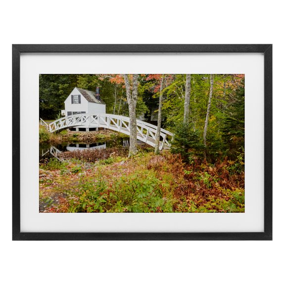 Stupell Industries Bar Harbor Town Bridge Black Framed Print Under Glass, design by Jon Evan
