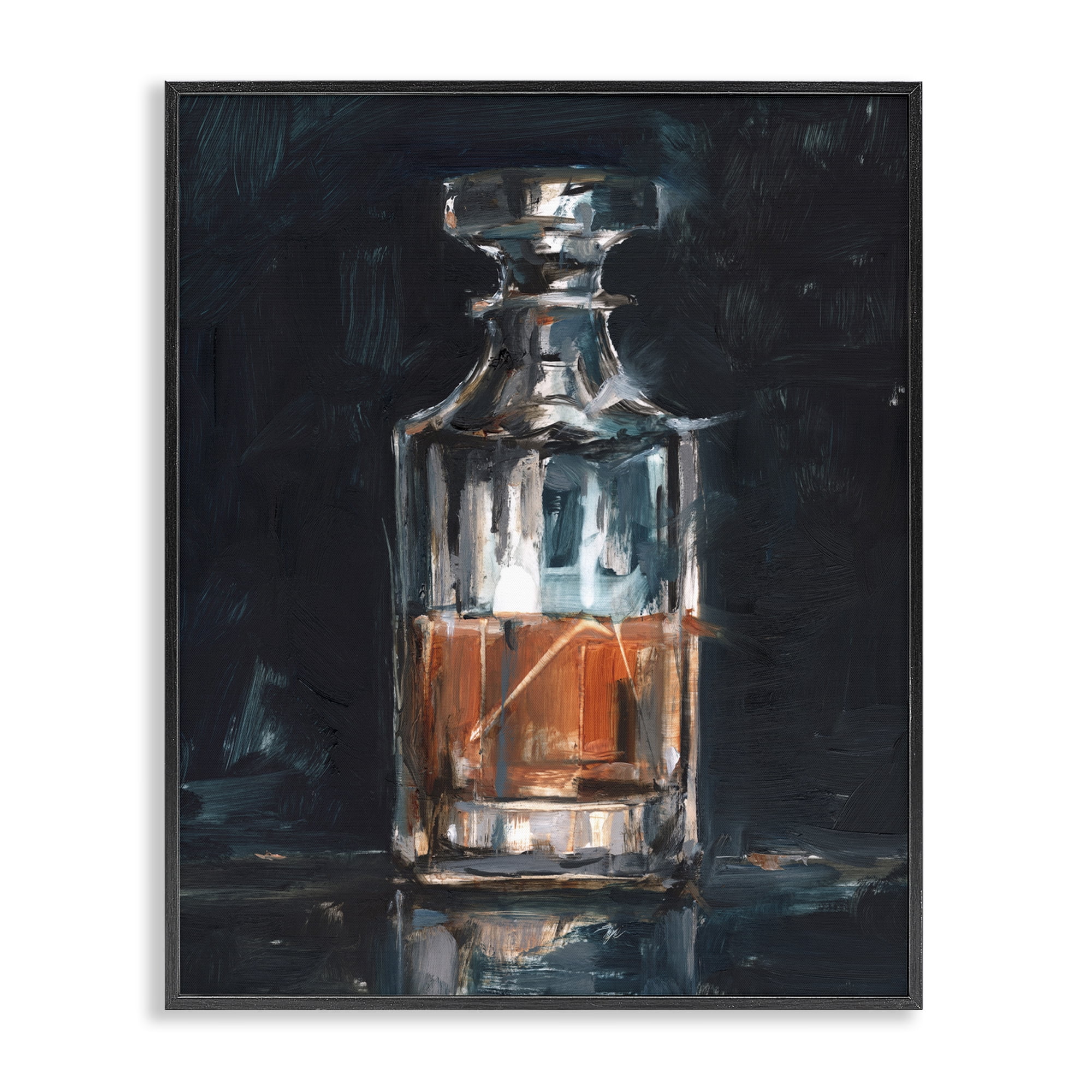 Stupell Industries Bar Whiskey Decanter Food & Beverage Painting Black Framed Art Print Wall Art, 16 x 20
