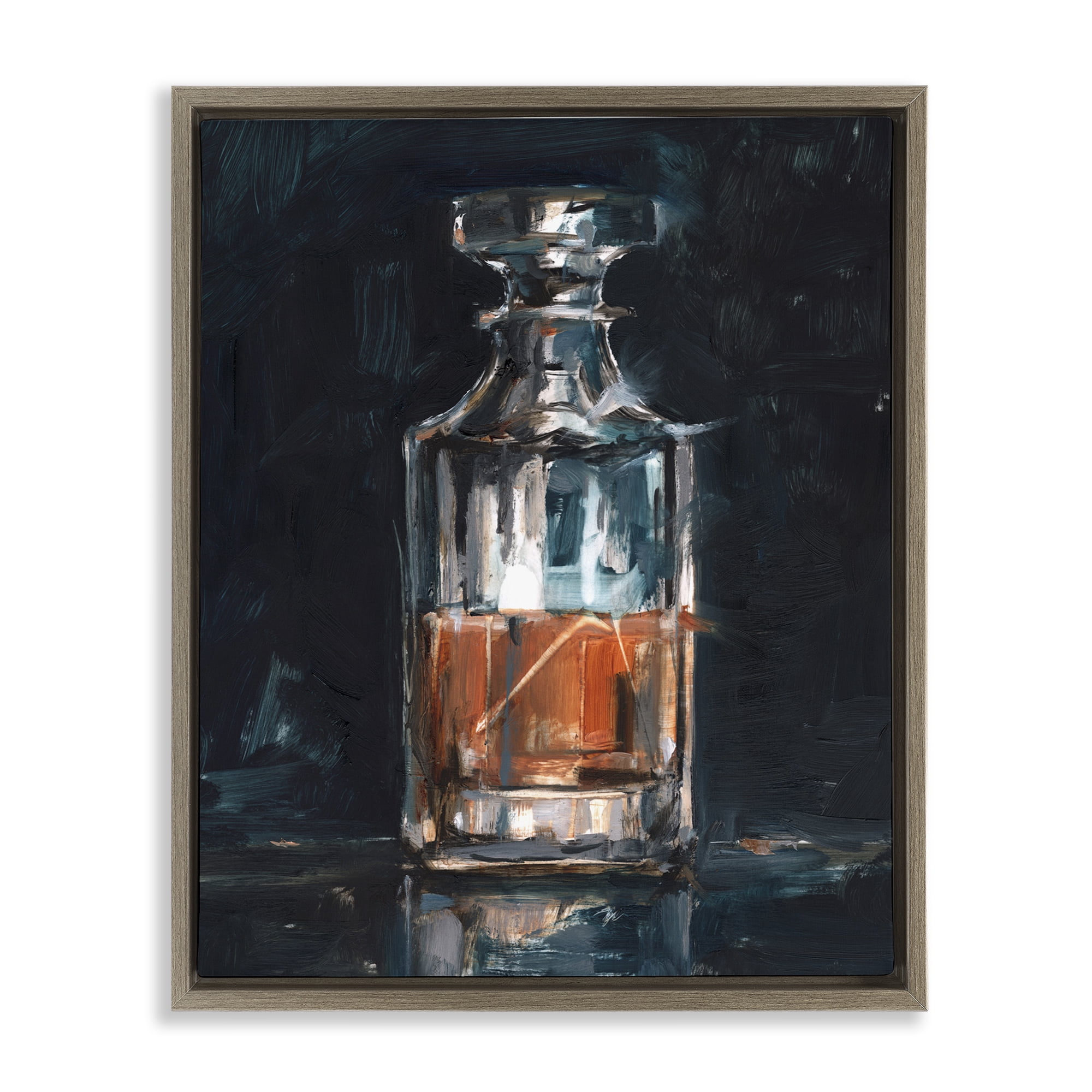 Stupell Industries Bar Whiskey Decanter Food & Beverage Painting Brown Floater Framed Art Print Wall Art, 25 x 31