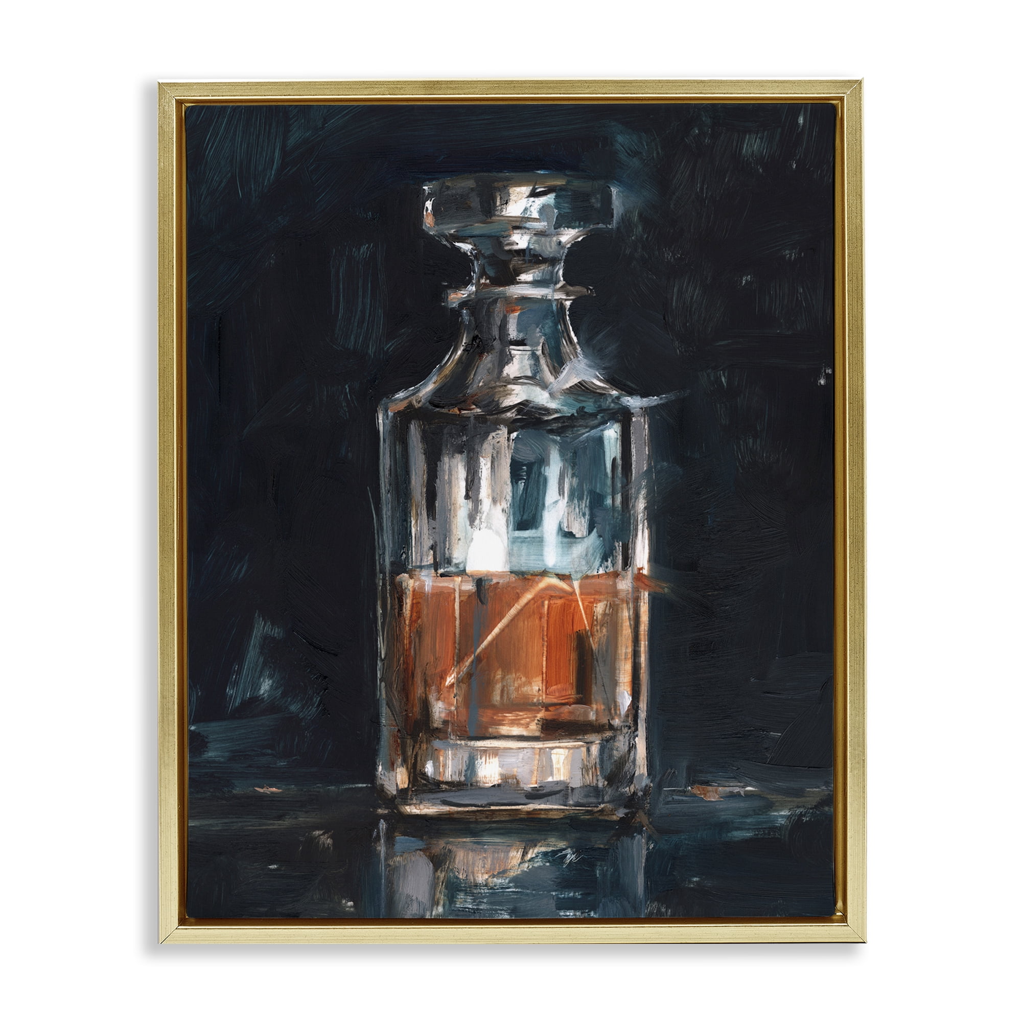 Stupell Industries Bar Whiskey Decanter Food & Beverage Painting Gold Floater Framed Art Print Wall Art, 25 x 31