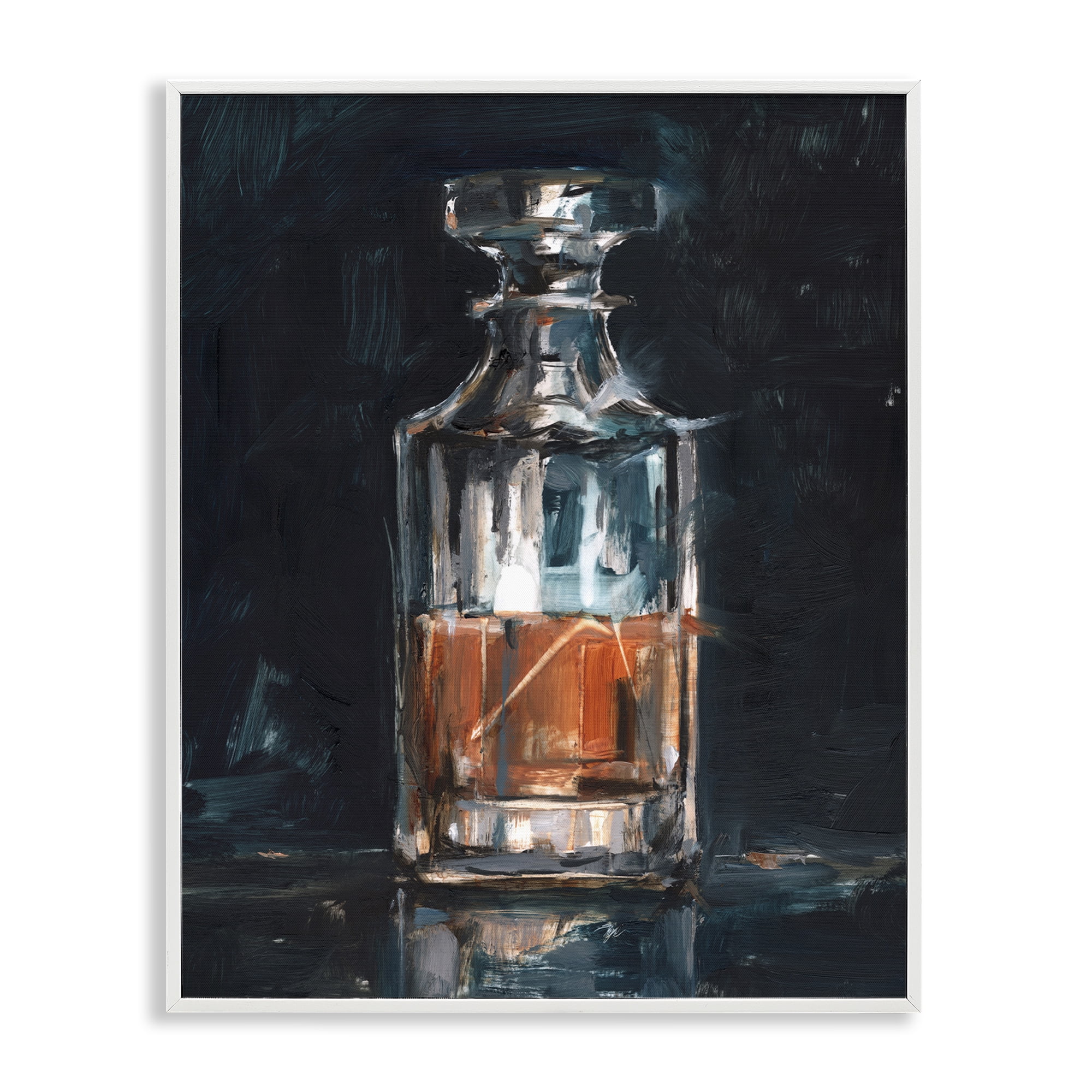 Stupell Industries Bar Whiskey Decanter Food & Beverage Painting White Framed Art Print Wall Art, 11 x 14